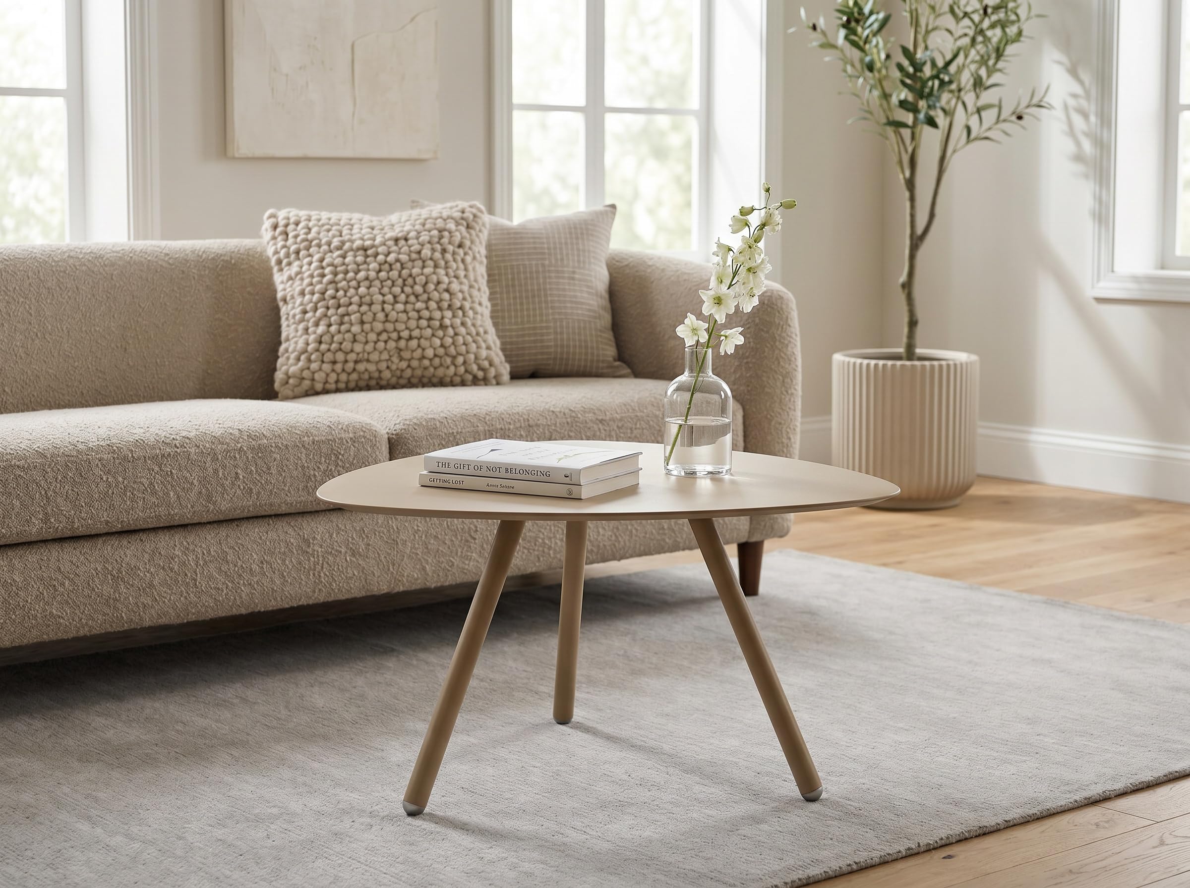 M2 Kollektion Mira 3 – Moderner Couchtisch 60x60x35 cm | Pulverbeschichtetes Metall, Creme weiß | Outdoorfähig, wetterfest & pflegeleicht | Perfekt als Couchtisch, Beistelltisch oder Balkon-Tisch