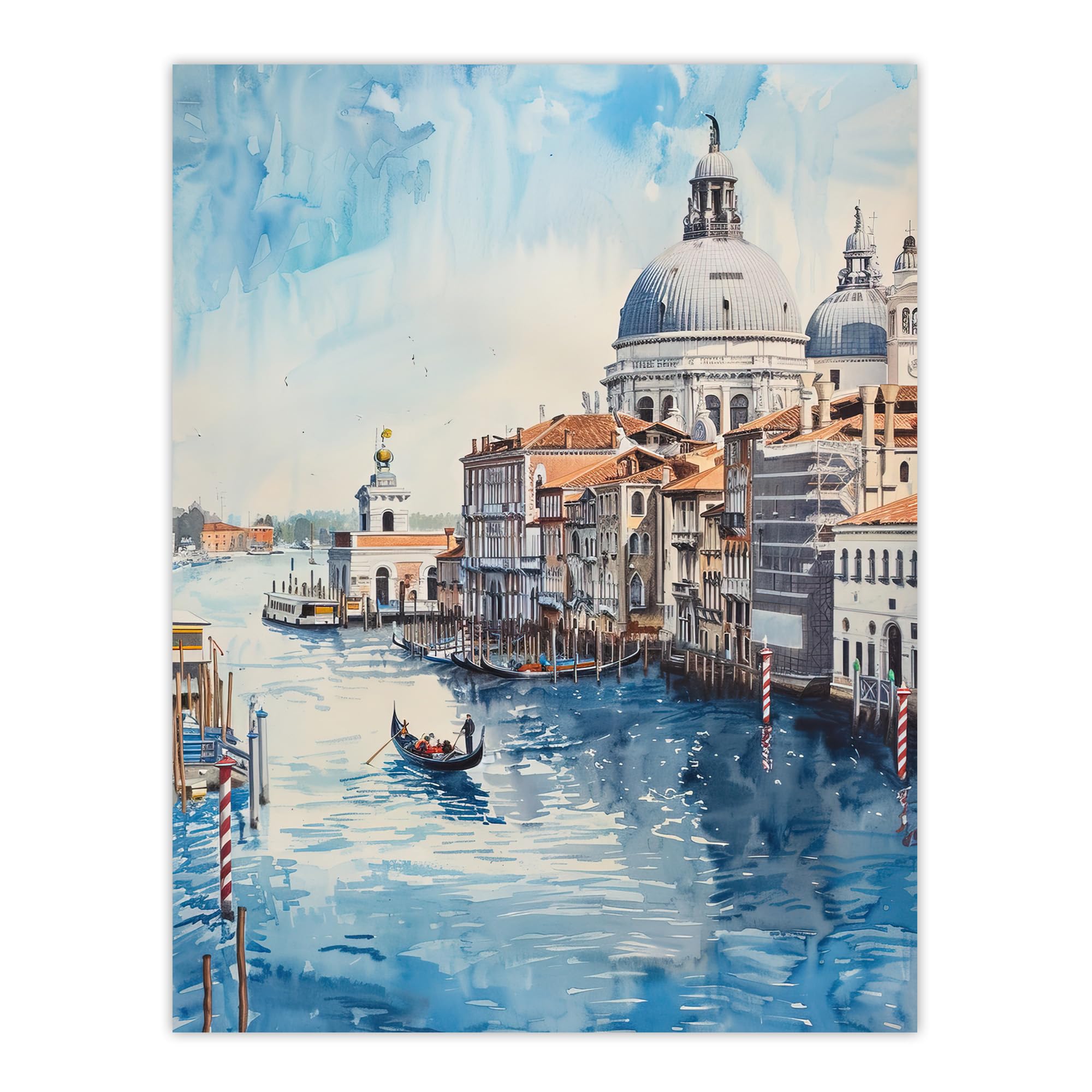 Artery8 Venice Watercolour St Mark's Basilica Detailed Living Room Extra Large XL Wall Art Poster Print