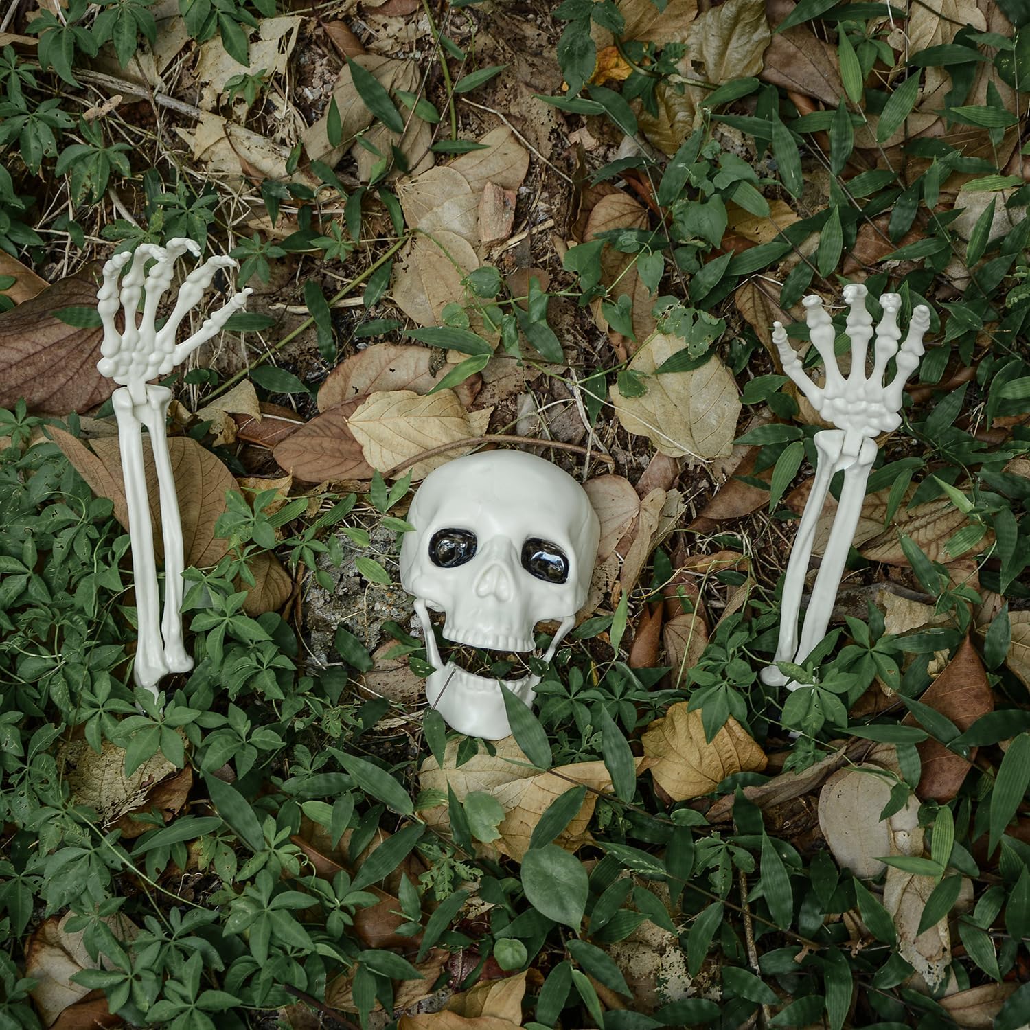 Halloween Realistic Skeleton Stakes Zombie Ghost Arm Stake Severed Plastic Skeleton Hands Yard Signs for Lawn Stakes Garden Halloween Props Decoration (6 Pcs White)