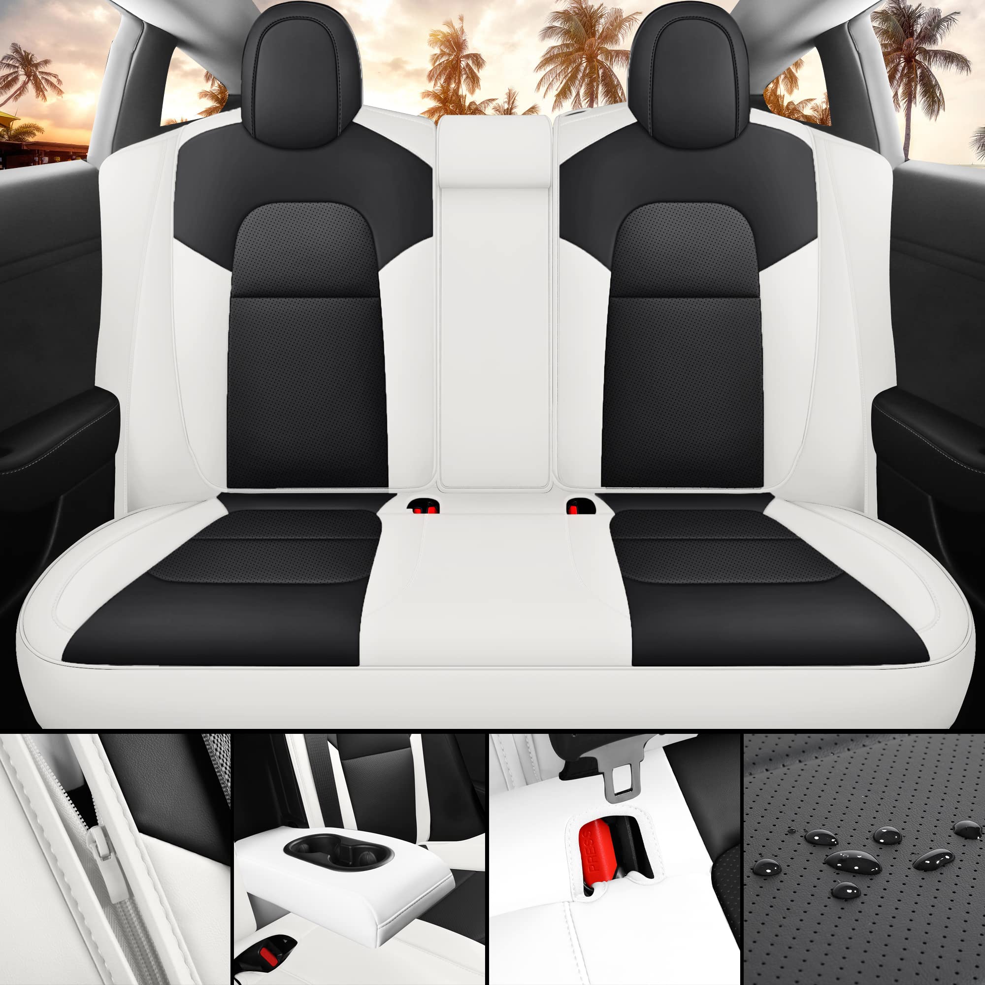 Amazon | MeeKooMay Teslaモデル3シートカバー ブラック&ホワイト 車の 