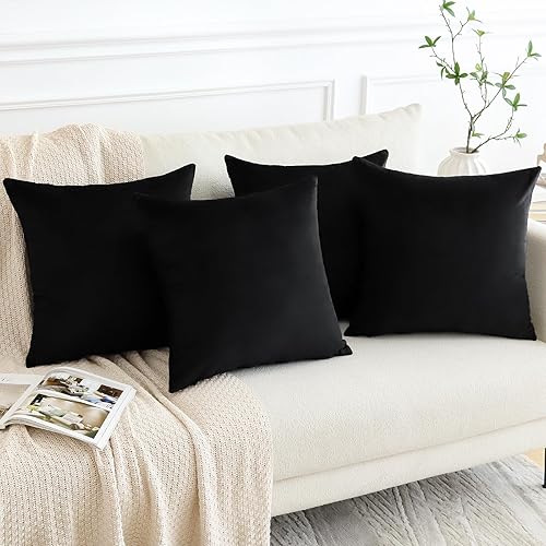 Miniatura 3 de OTOSTAR Juego de 4 fundas de almohada decorativas de terciopelo suave, cuadradas, fundas de cojín de lujo para sofá, automóvil, patio, dormitorio,