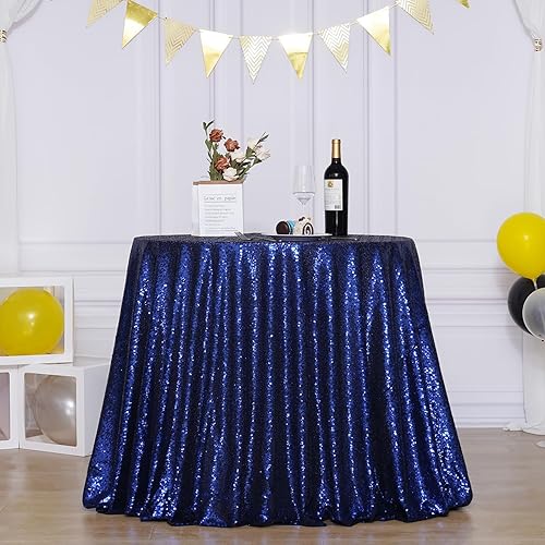 Miniatura 1 de 3E Home, mantel redondo con lentejuelas para tortas y postres de fiestas, para mesa de exhibición y eventos