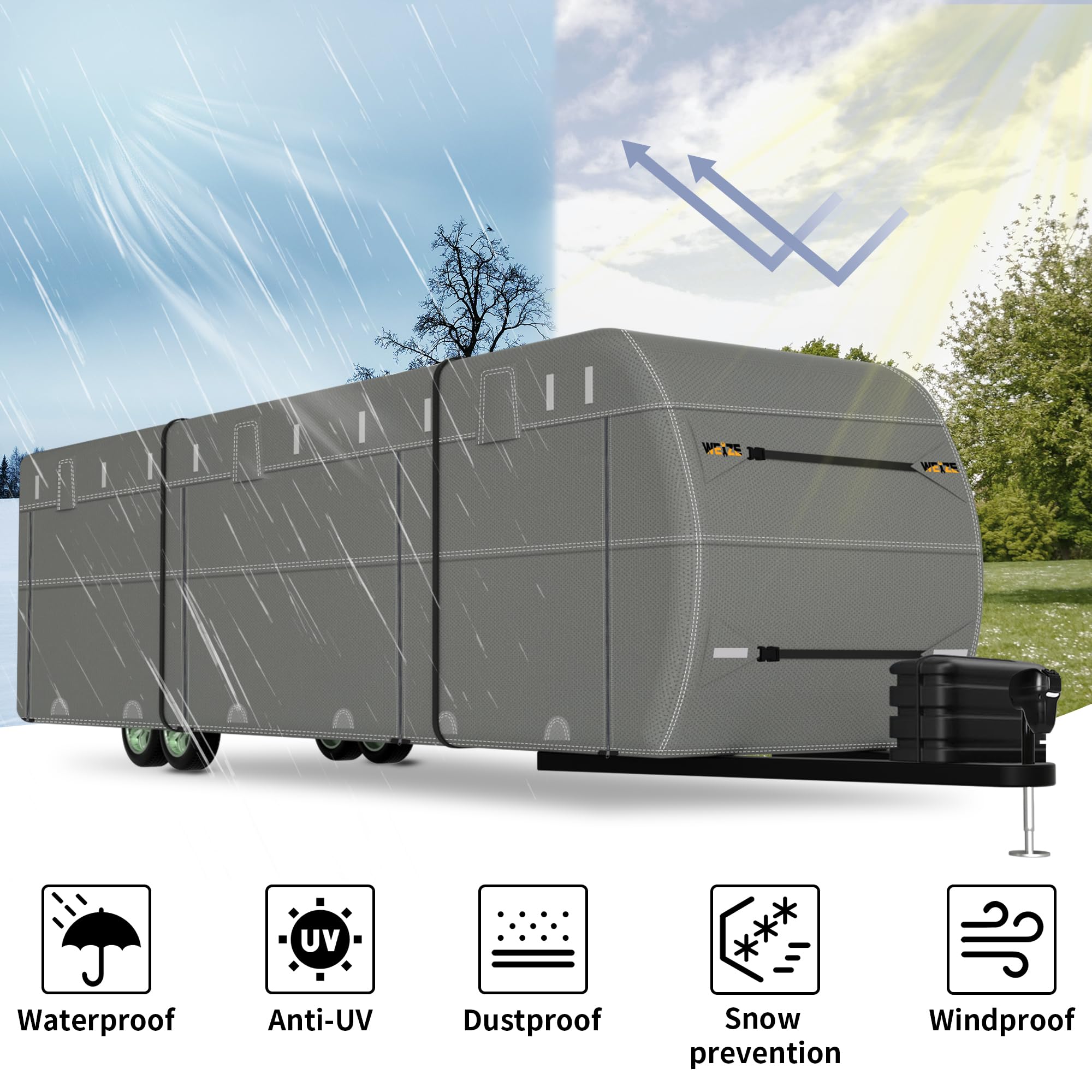 Weize Travel Trailer Cover, Waterproof Camper RV Cover Non-Woven Fabric ...