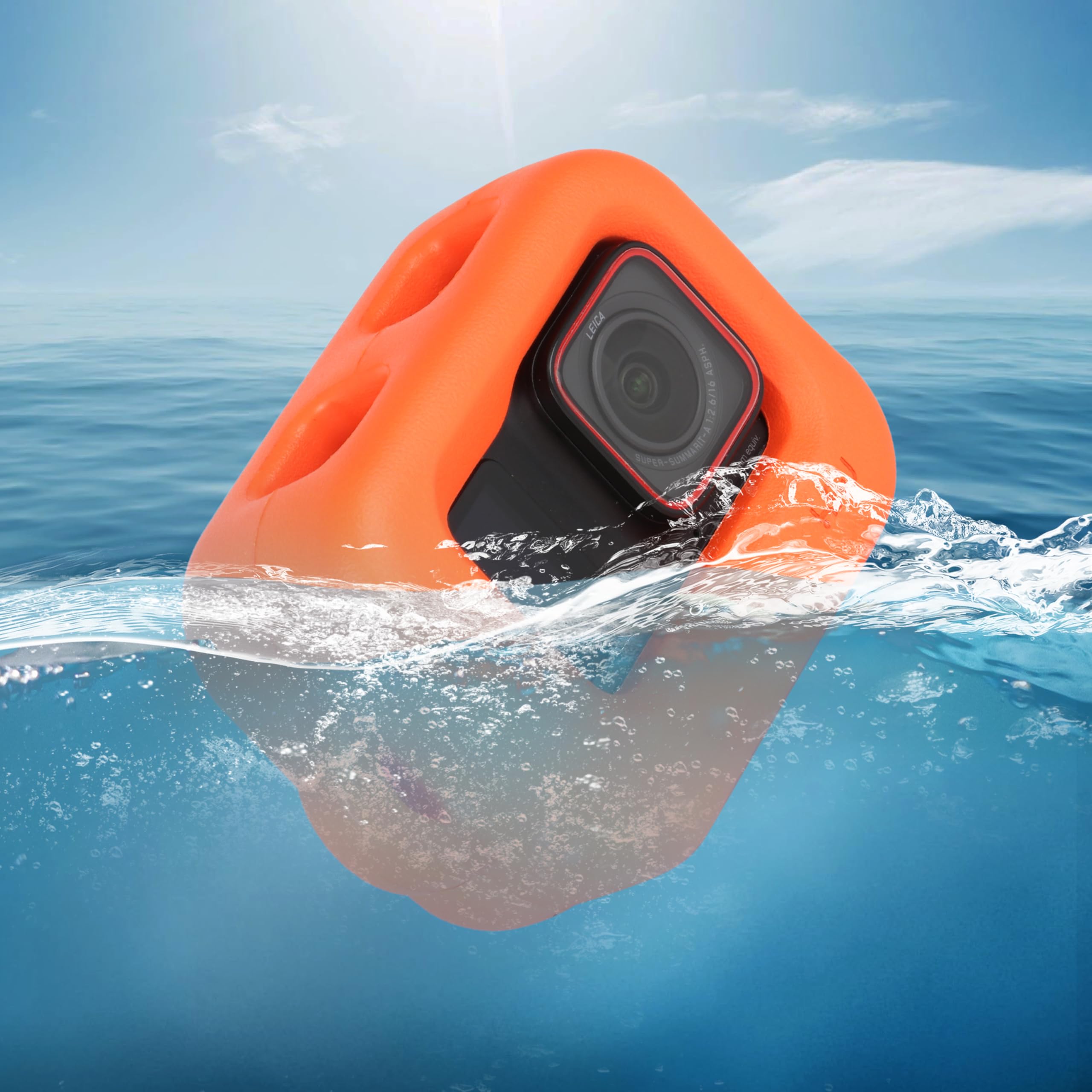 HSU Funda Flotante para Insta360 Ace, Accesorio Carcasa Flotante para Insta360 Ace Pro, para Deportes Acuáticos Surf Natación Buceo (Naranja)