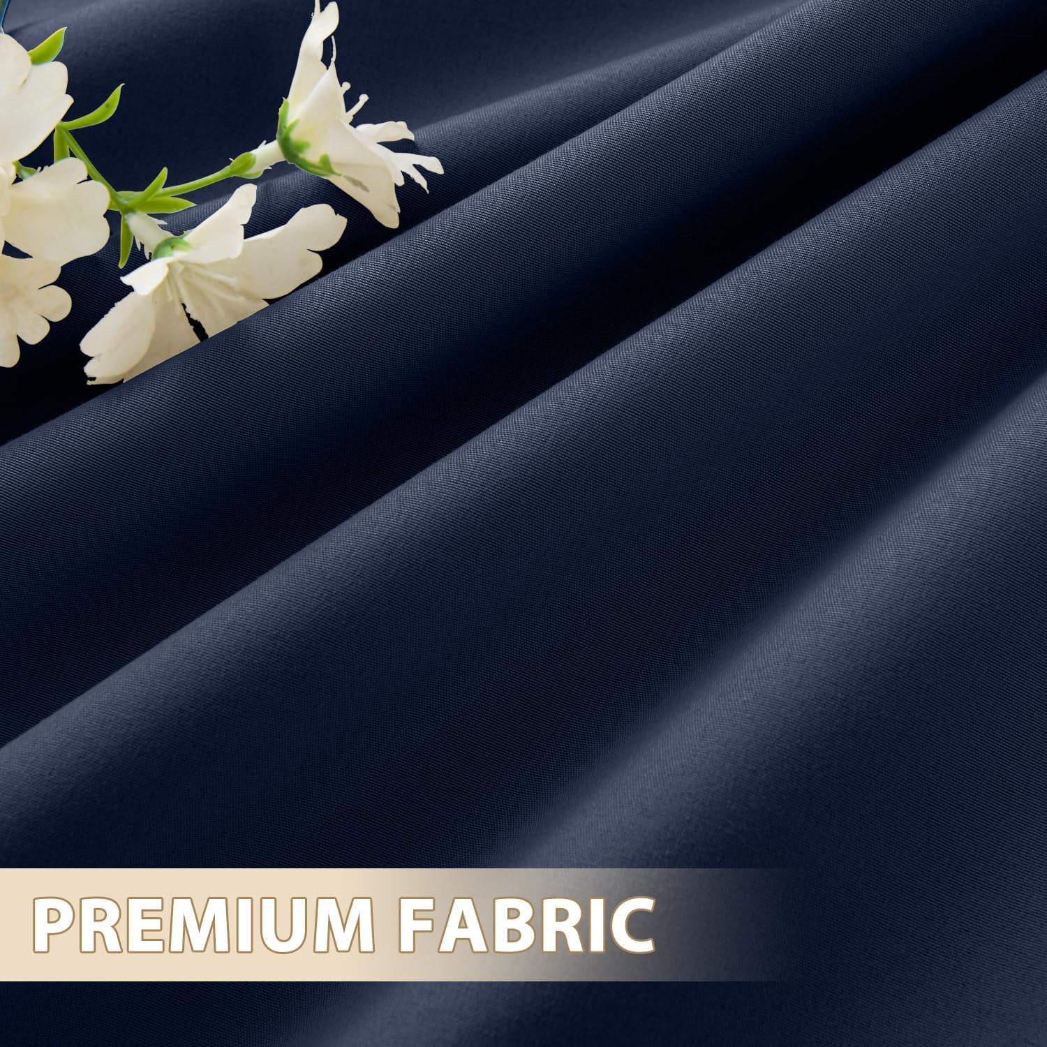 HDCAXKJ Waterproof Outdoor Curtains for Patio with Zipper Top & Bottom Grommet Thermal Privacy Drapes 2 Panels Gazebo Outside Blackout Curtains for Porch Pergola Backyard, 110" W x 84" L, Navy