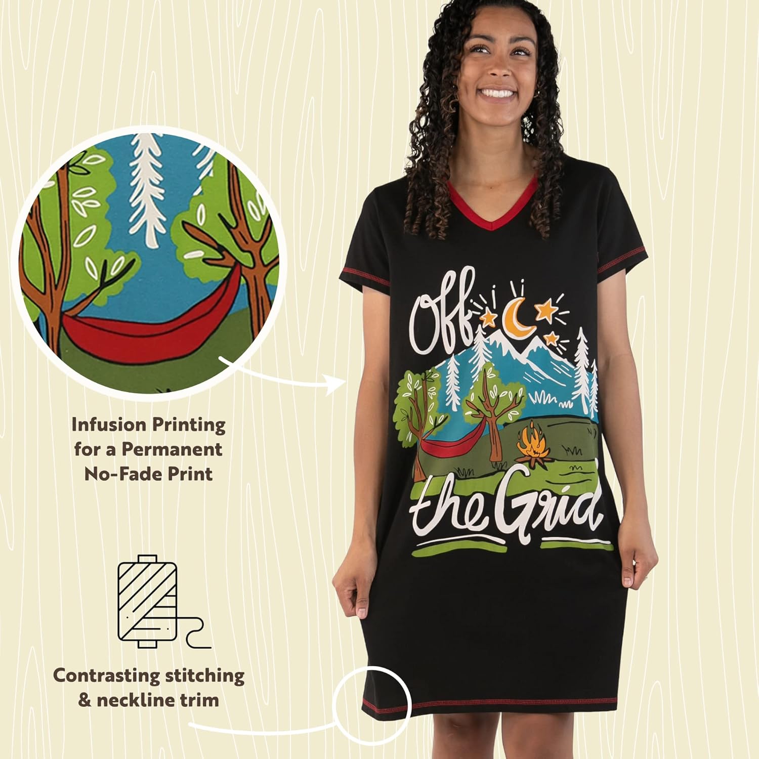 Lazy One Women's Nightgown, Funny V-Neck Sleep Shirt for Women, Novelty Pajama Shirts - Image 5