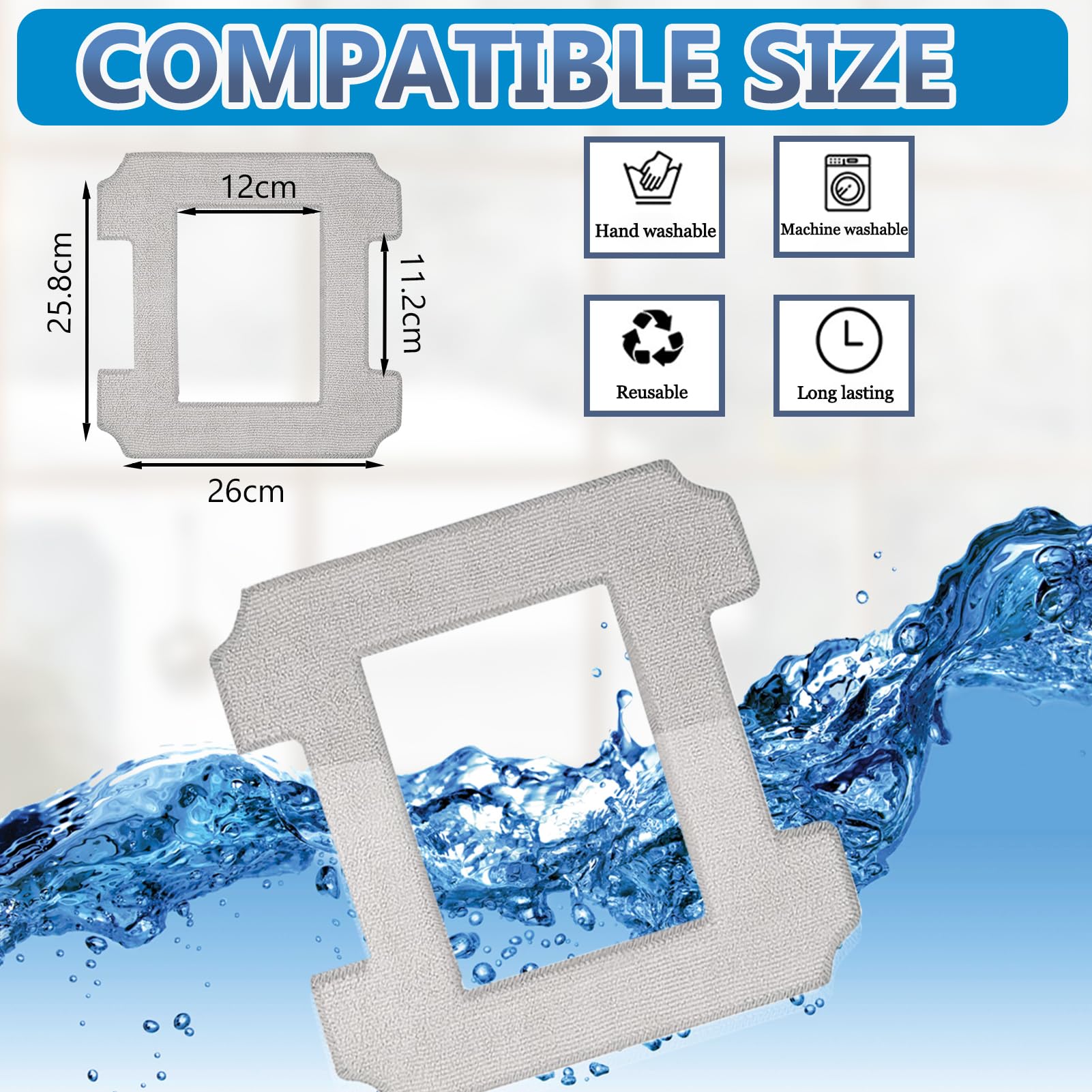 Lot De 8 Serpillières Rechange Pour Ecovacs Winbot W1 Pro/W1/W2 Omni/W2 - Microfibre Lavable Et Réutilisable