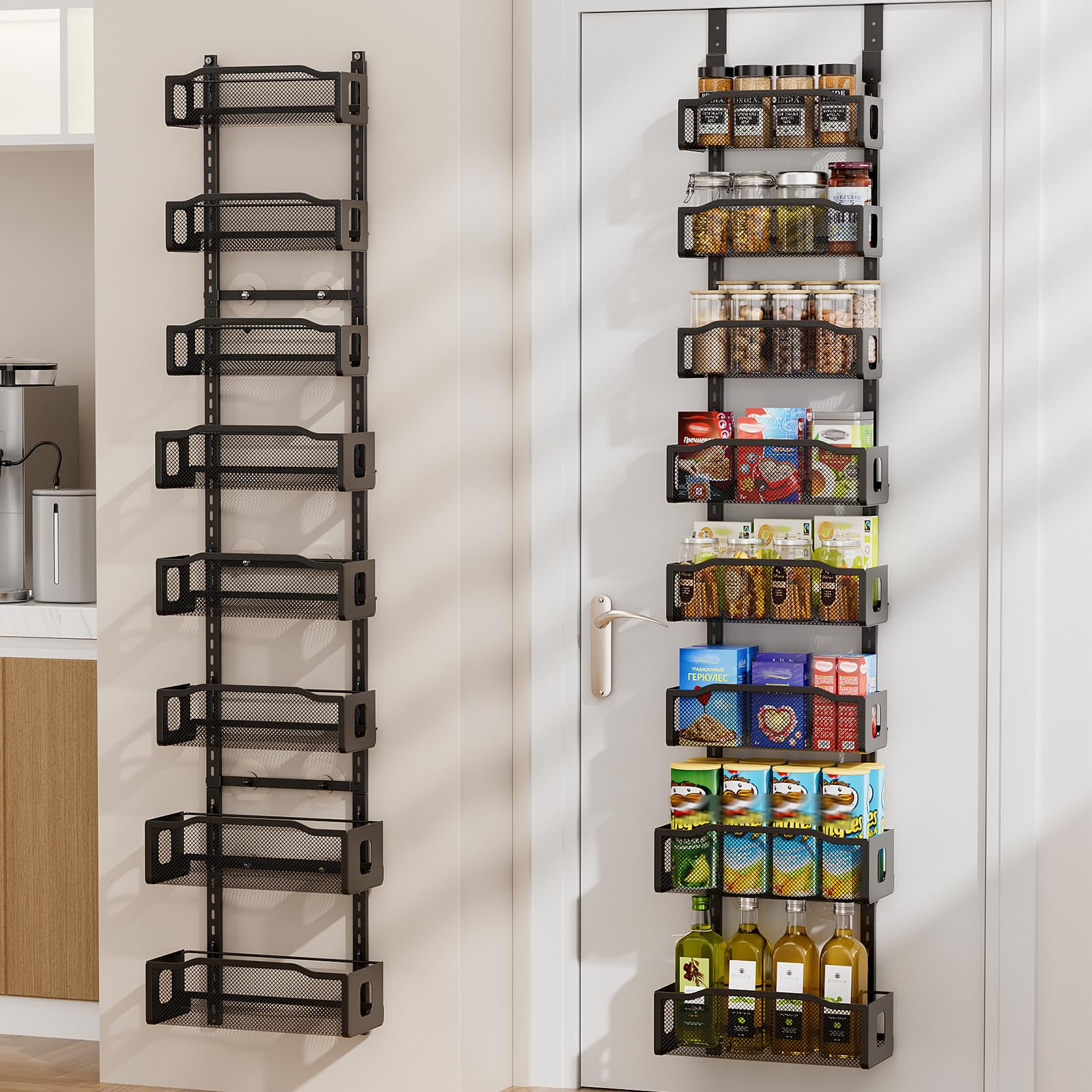 Photo 1 of Delamu 8 Tier Over the Door Pantry Organizer, Black