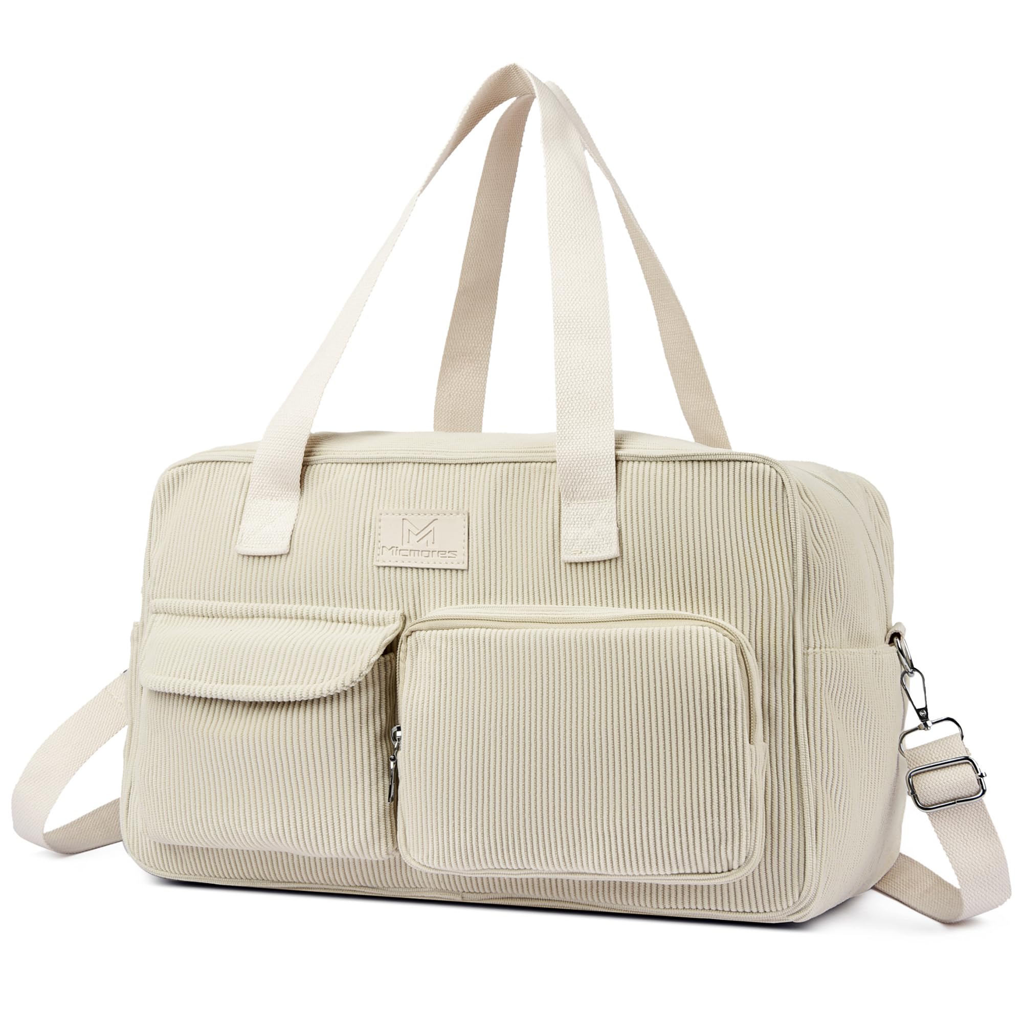 Micmores Cord Reisetasche, Sporttasche Damen 20L Weekender Wickeltasche, Ryanair Handgepäck 40x20x25, Gym Bag Geburt Krankenhaustasche Mit PVC Nasse Tasche für Fitness