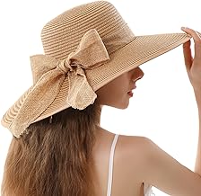 Double Couple Womens Straw Hat Wide Brim Floppy Beach Sun Hat for Women UPF 50+ Adjustable Strap Vacation