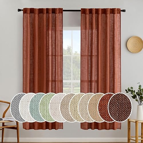 Vista 160 de MIULEE - Cortinas semitraslúcidas suaves y gruesas, textura de lino para dormitorio y sala de estar, para Navidad, con trabilla trasera y jareta, 84