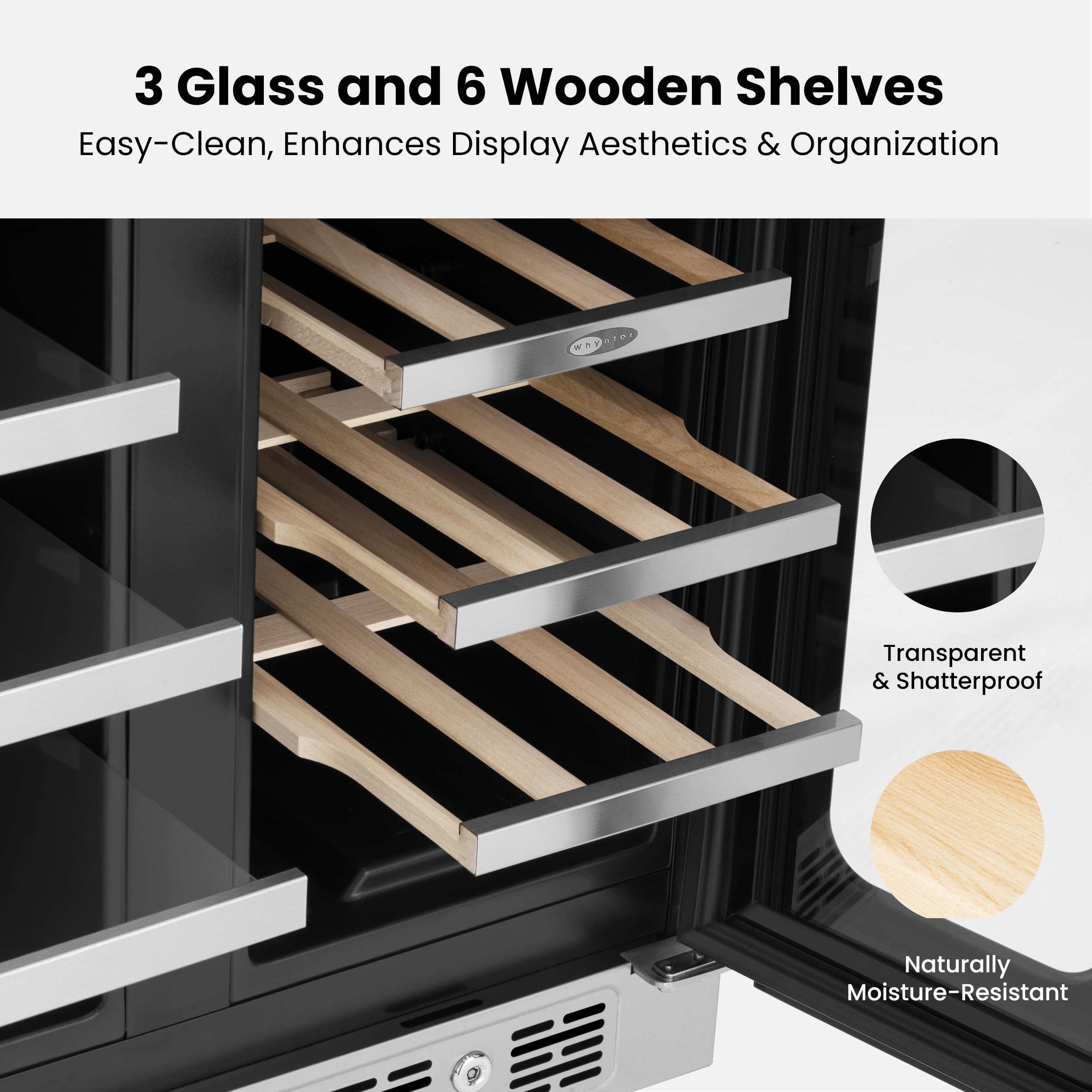 24 Inch Wine And Beverage Refrigerator Dual Zone Wine Fridge Cooler Built In Under Counter Wine Cooler Refrigerator With Glass Door For 20 Bottles 60 Cans 36-72 ℉ For Home Bar on Fridge.com - View 5