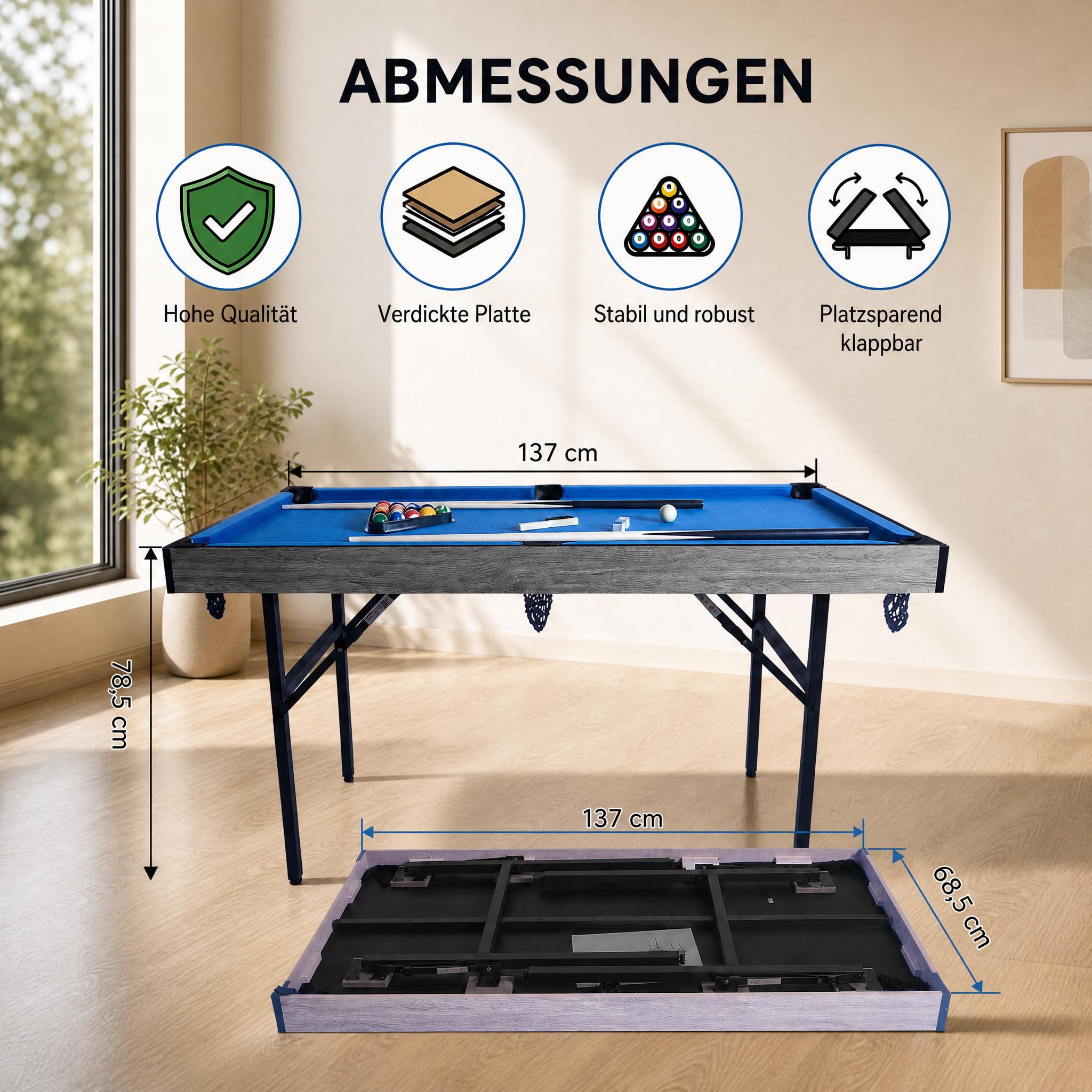 hotsizz Multifunktionale Spieltische,137×68.5×78.5cm,Enthält Billiardtisch/Tischtennisplatte/Sandfox-Ball/Bowling，EIN Spieltisch für Erwachsene und Kinder