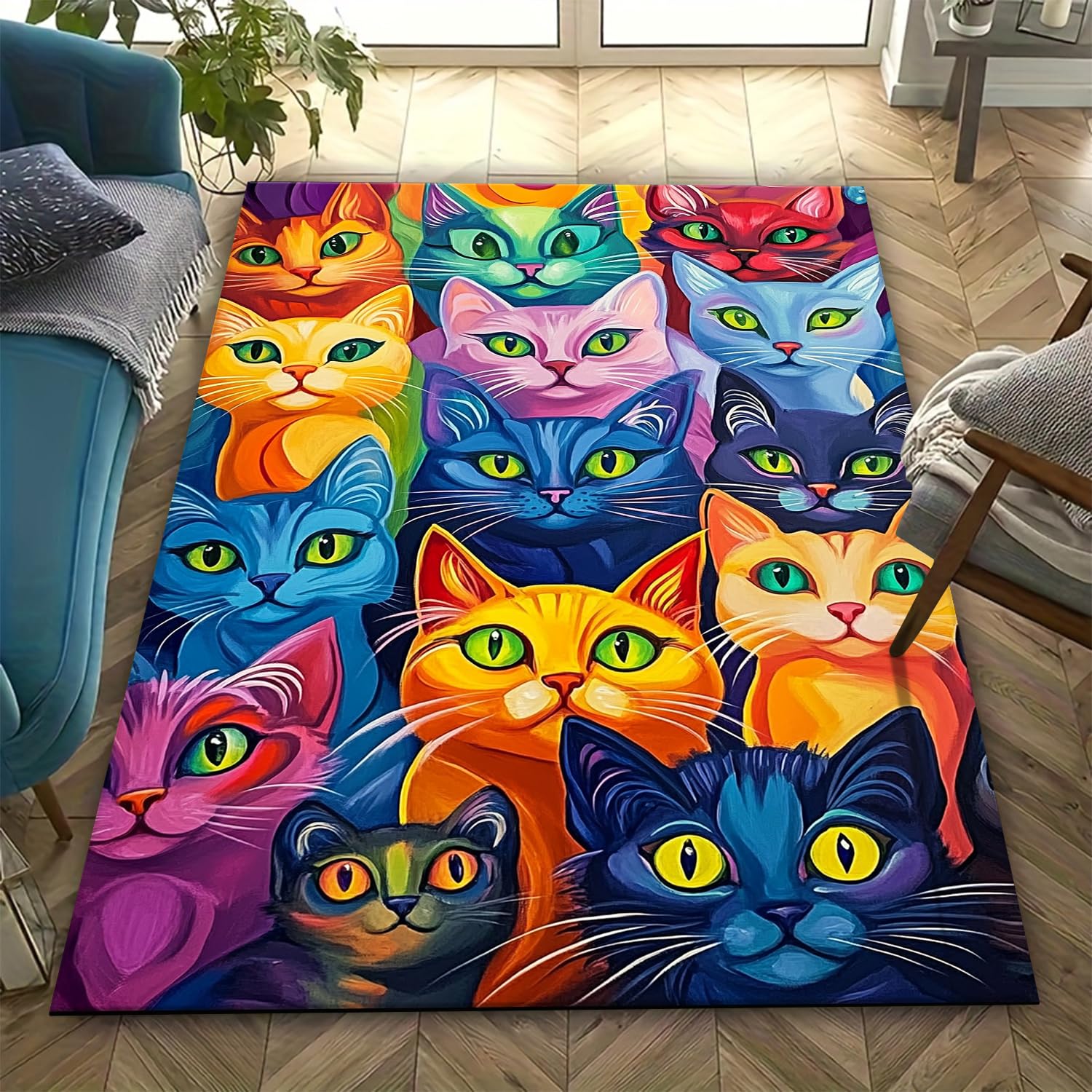 Tapis de porte de canapé chat 3D lavable et anti-fatigue