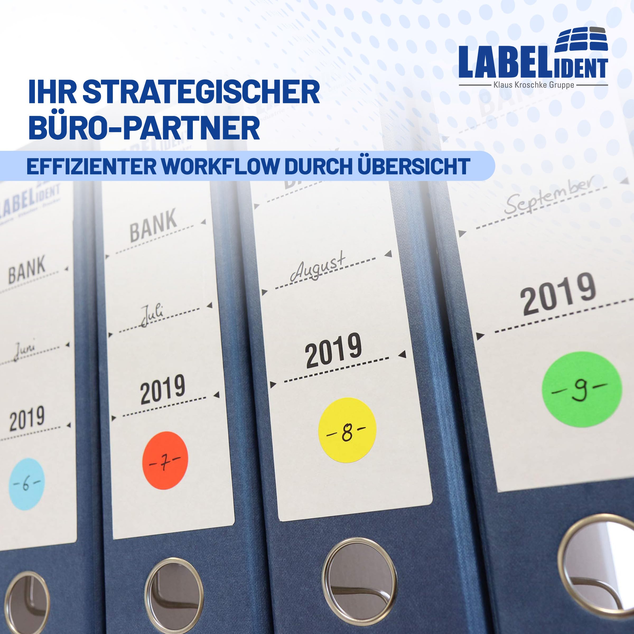 Labelident Markierungspunkte, Klebepunkte neonrot - Ø 50 mm - 1.000 bunte Papieraufkleber auf 1 Rolle/n, Inventuretiketten selbstklebend