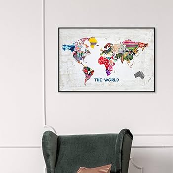 Amazon.com: Maps and Flags Framed Wall Art Canvas Prints