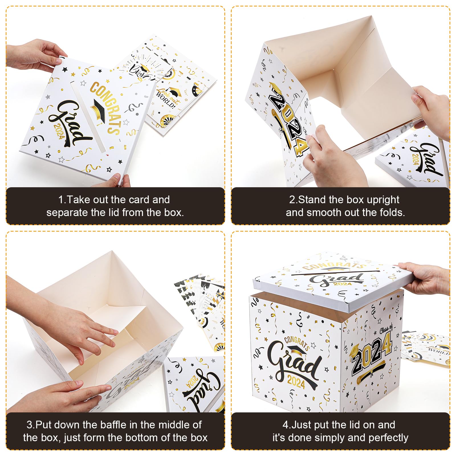 Abschlusskarten-Box Mit Ratgeber-Karten – Faltbar, 19 Cm, Für Graduation Party 2024