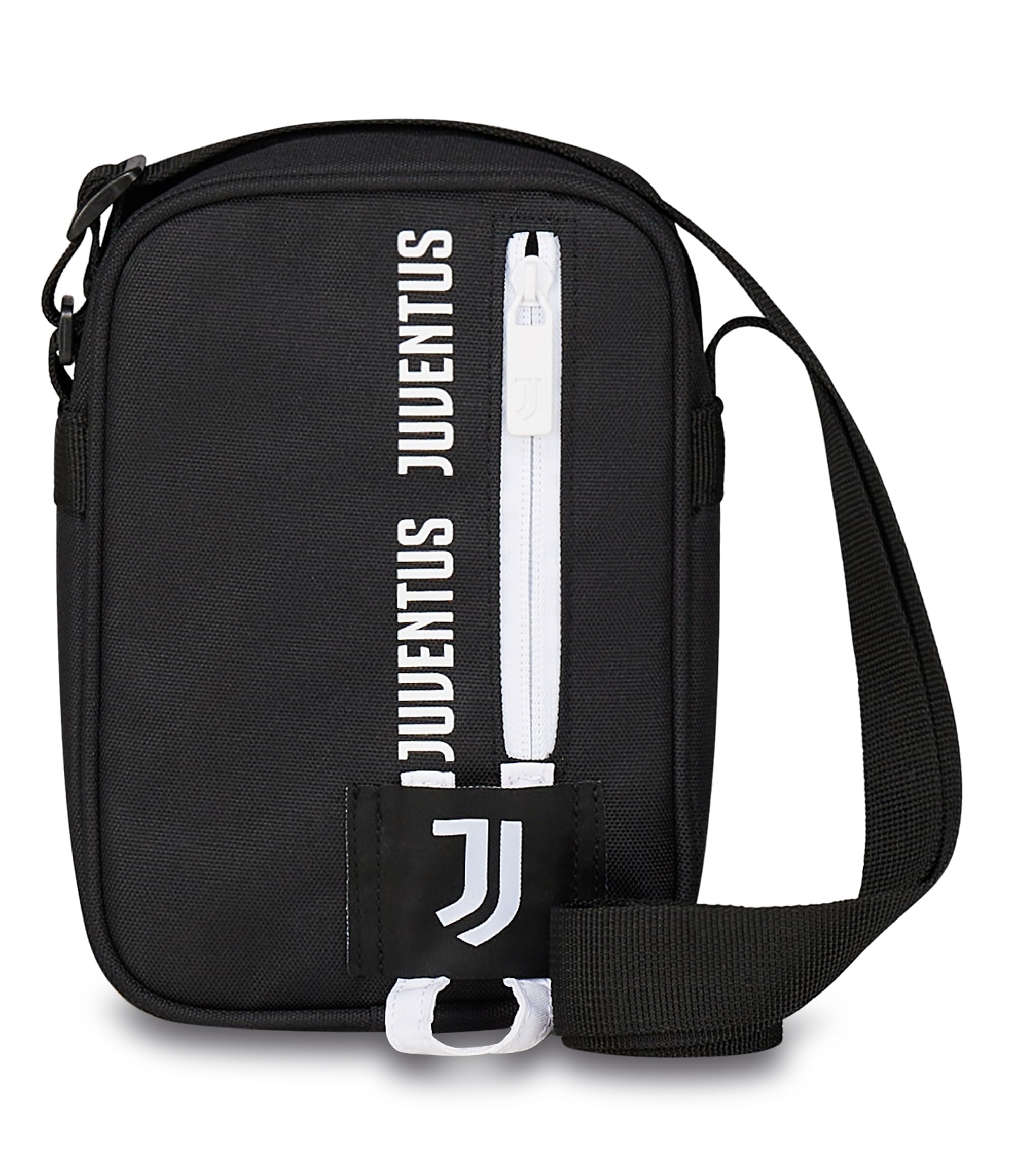 SEVEN Juventus - Bandolera para niños y adolescentes, blanco y negro, correa ajustable, deporte y tiempo libre