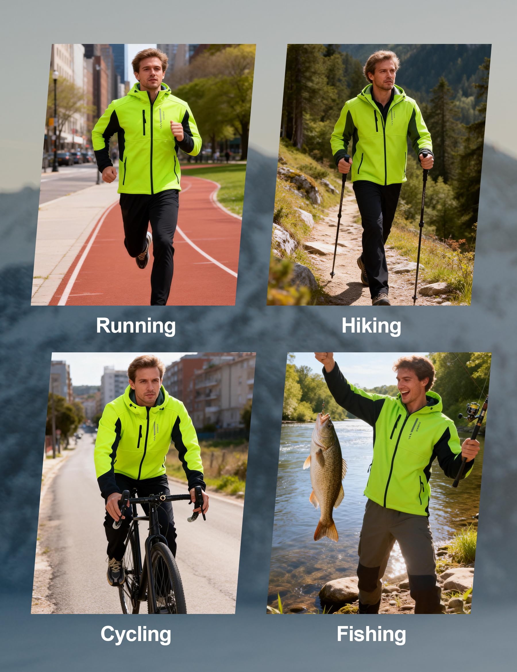 INBIKE Veste de Cyclisme d'Hiver Homme pour VTT Randonnée et Course Coupe-Vent Chaude Doublée En Polaire Avec Capuche À Visière Ajustable HC308