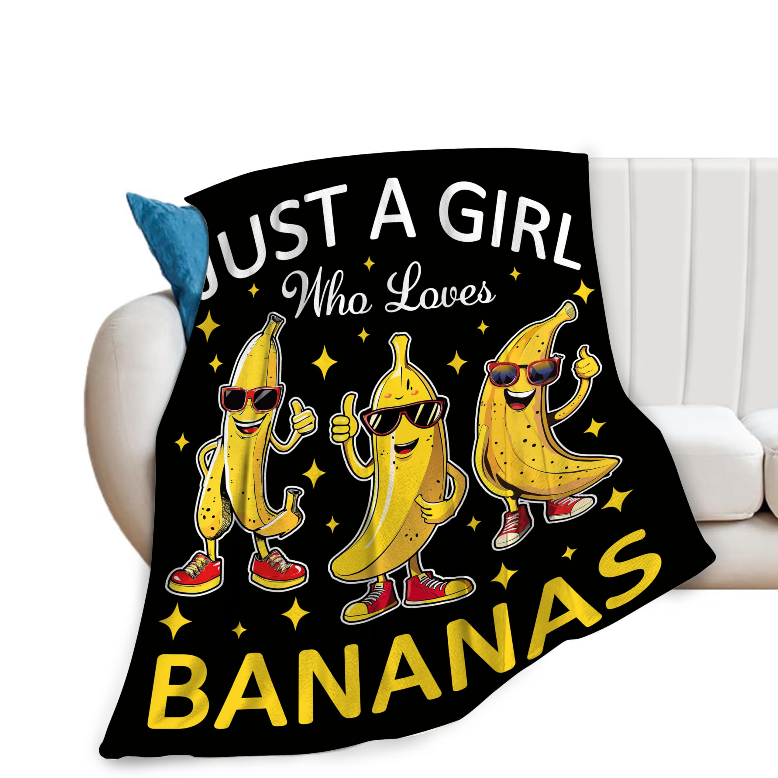 Zltegako Girls Banana Blanket Bananas Blanket Funny Banana Throw Blanket Just A Who Loves Bananas Decor Stuff Merch Cozy Print Flannel Soft Plush Fuzzy Warm Lightweight Bedding Bananas Gifts For Women Men Kids 50"X40"