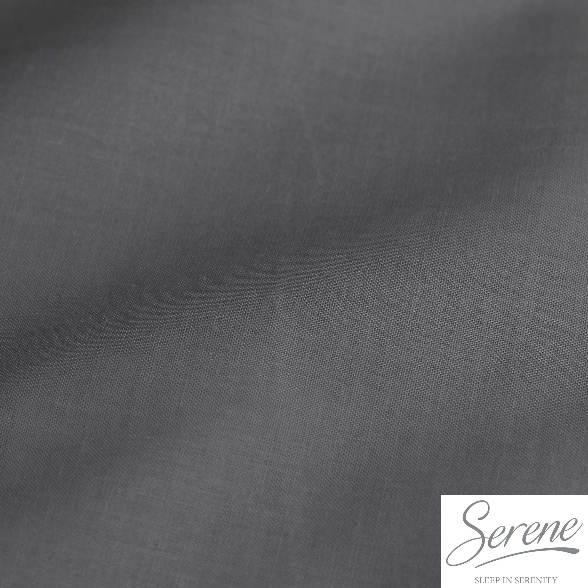Serene Plain Dye Collection Easy Care Duvet Cover, Charcoal, Single - Image 2
