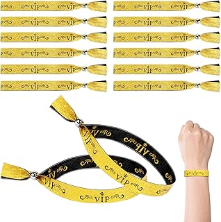 60 Stück VIP Stoff-Armbänder Eintrittsbänder Schwarze Goldene Einmalnutzung VIP Einlassbänder für Events Konzert Festival Geburtstag Hochzeit
