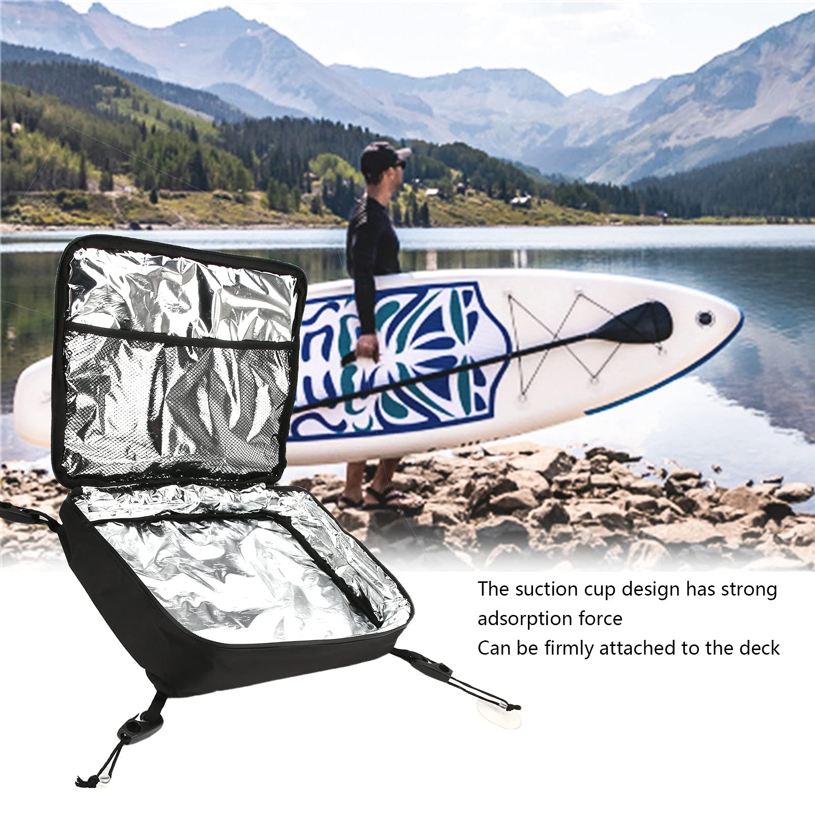 Alomejor Paddleboard Deck Mesh Aufbewahrungstasche Stand Up Paddle Board Deck Saugnapftasche für Kajak Paddle Surfboard