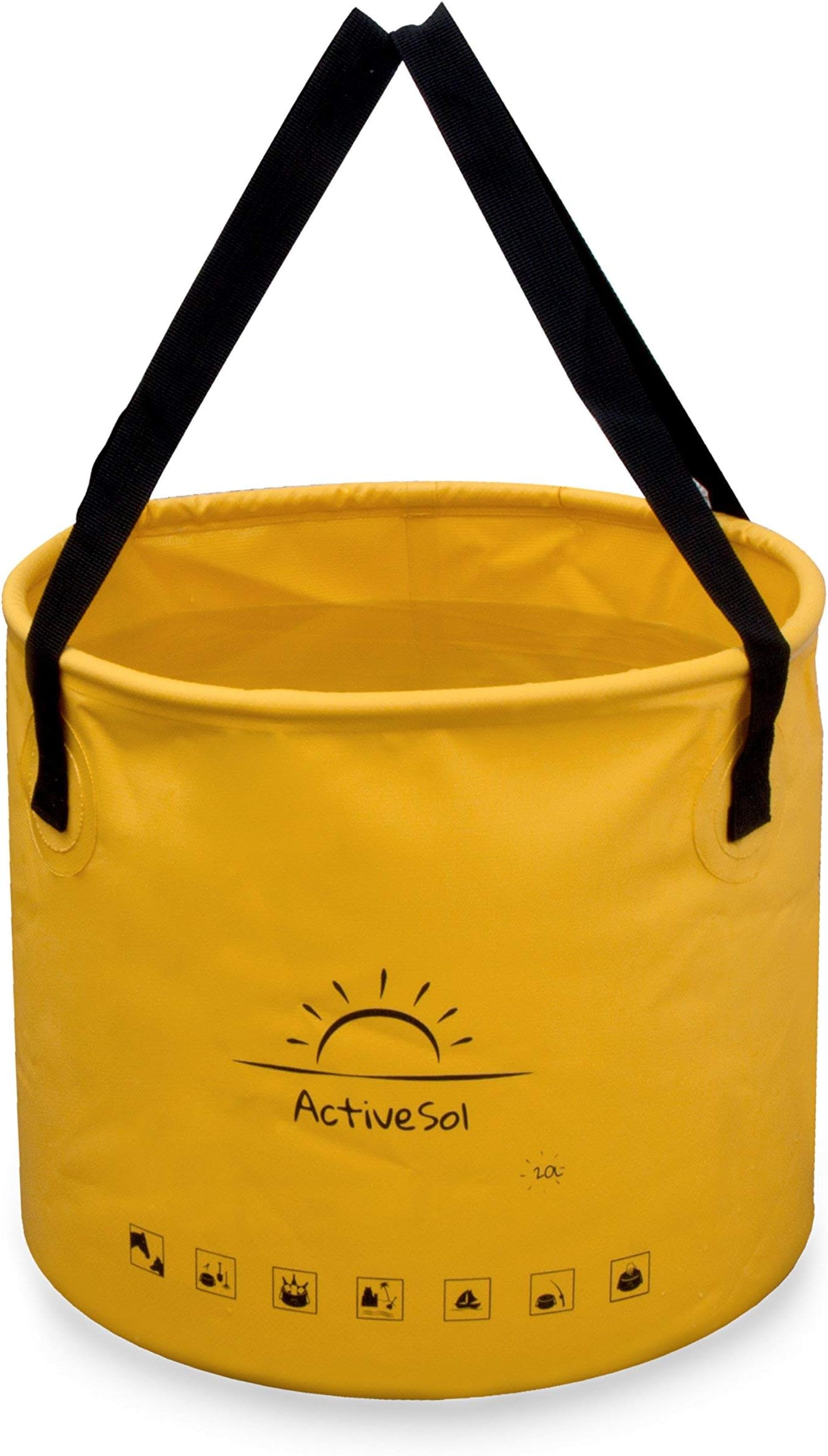 ACTIVESOL folding bucket | Sturdy, foldable, space-saving for on the go, Garden, Outdoor, Fishing & Camping | Rinsing Bowl (Yellow, 20L, Wide)