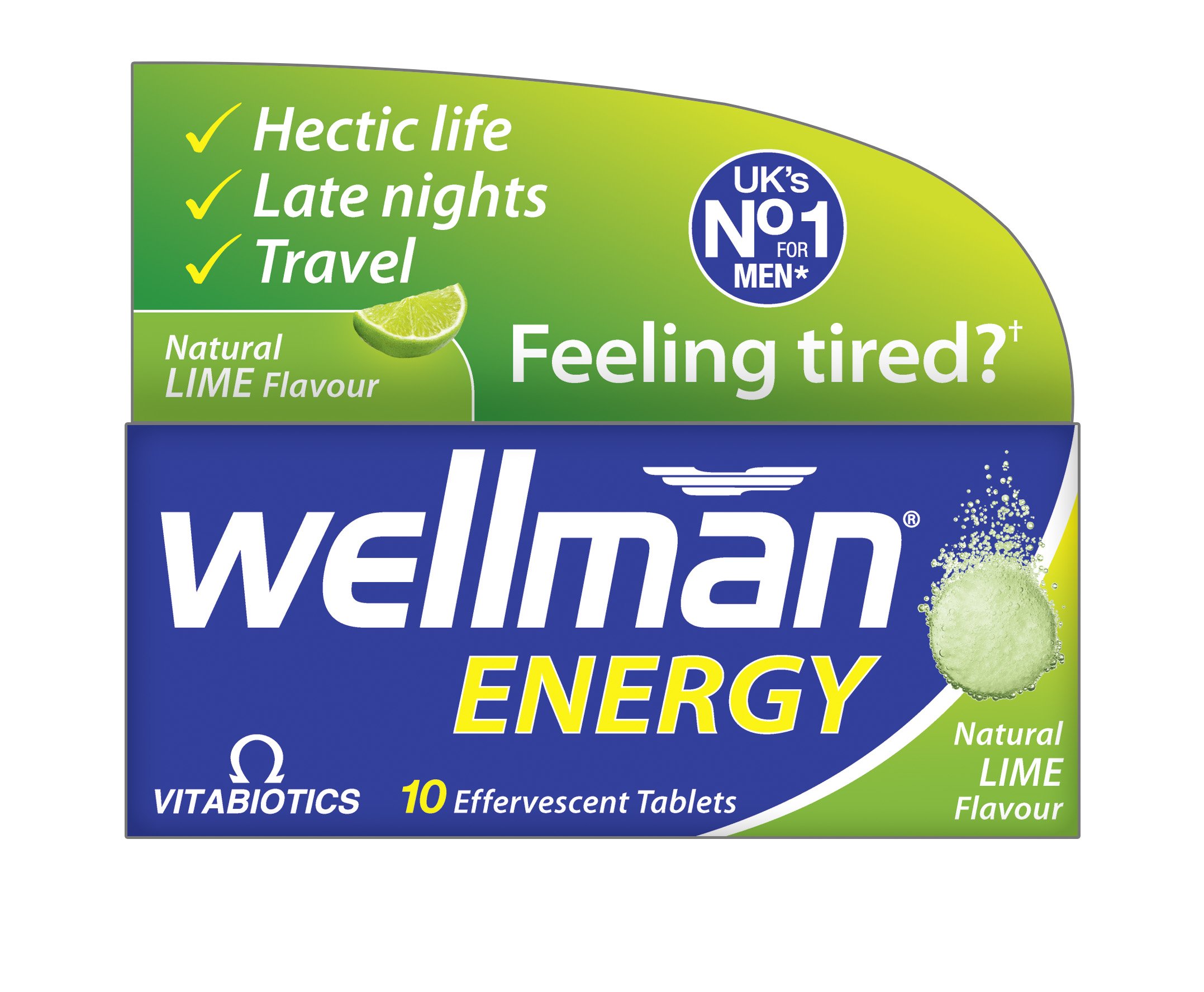 Vitabiotics Wellman Energy Lime - 10 Effervescent Tablets