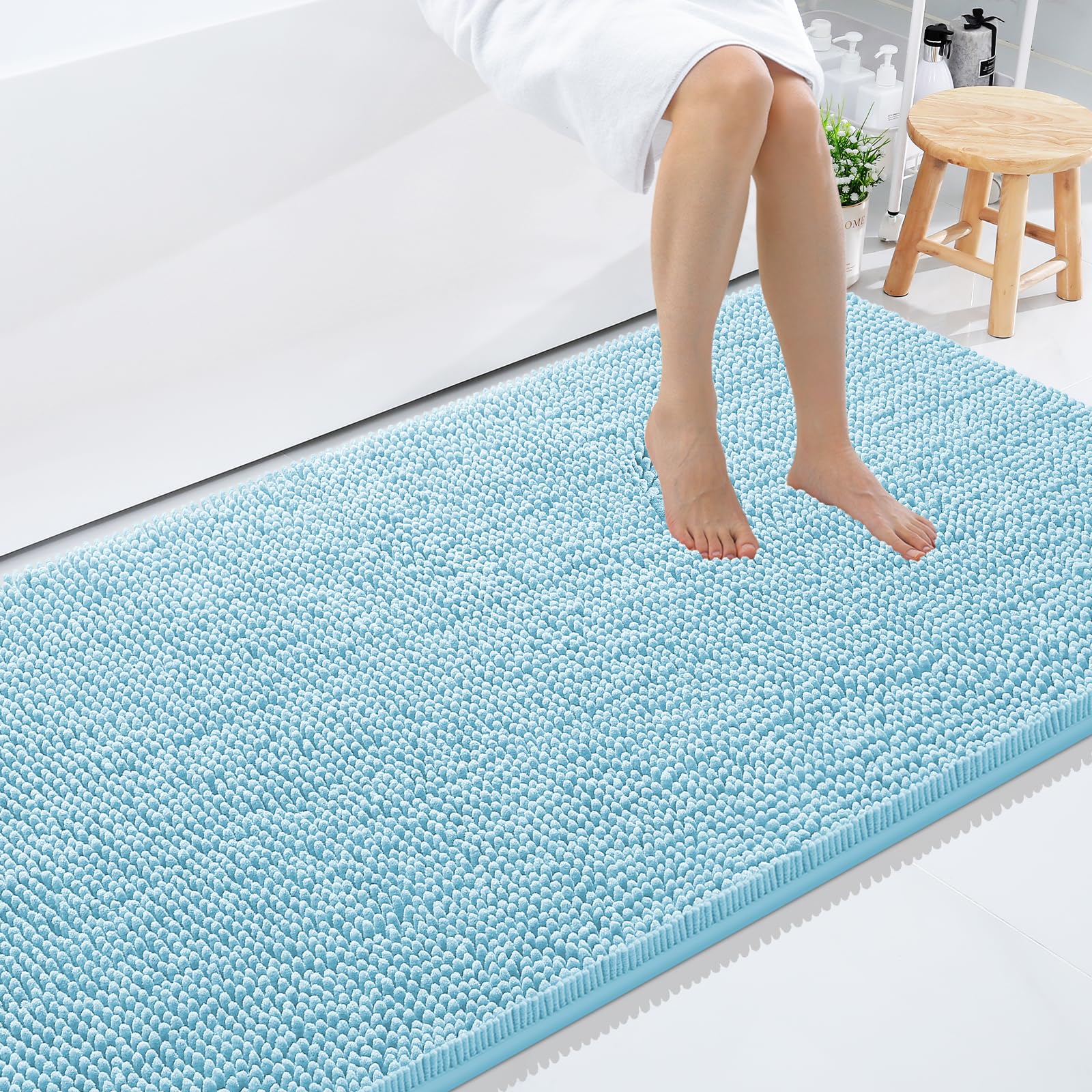 Smiry Bathroom Rugs 59X35, Luxury Chenille Extra Soft Absorbent Bath Mat