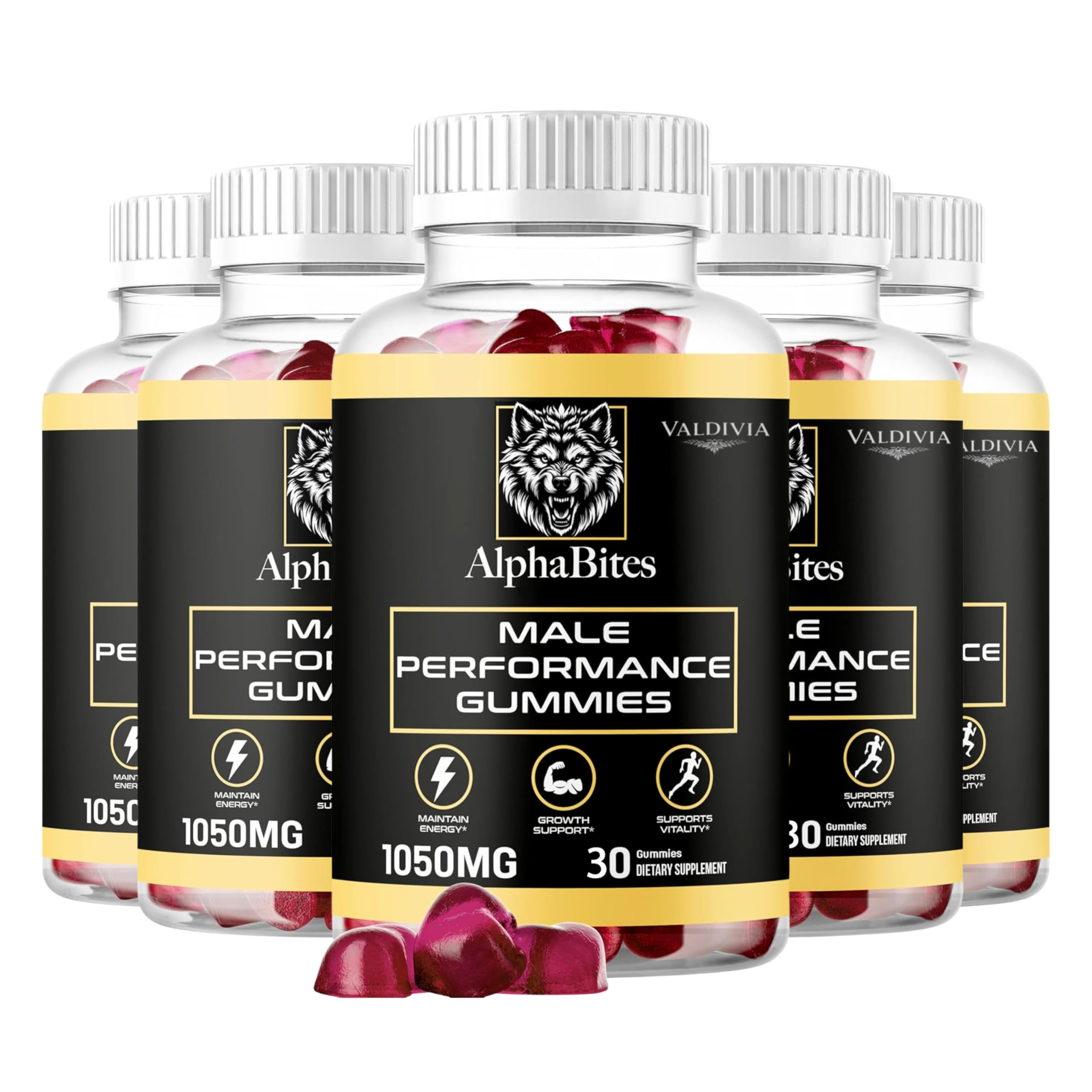 (5 Pack) Alpha Bites - Original Formula 7 in 1 AlphaBites Gummies, AlphaBites for Men, Official Alpha Bites Advanced Premium Formula Performance and Energy, AlphaBite Gummy Reviews, for 5 Months