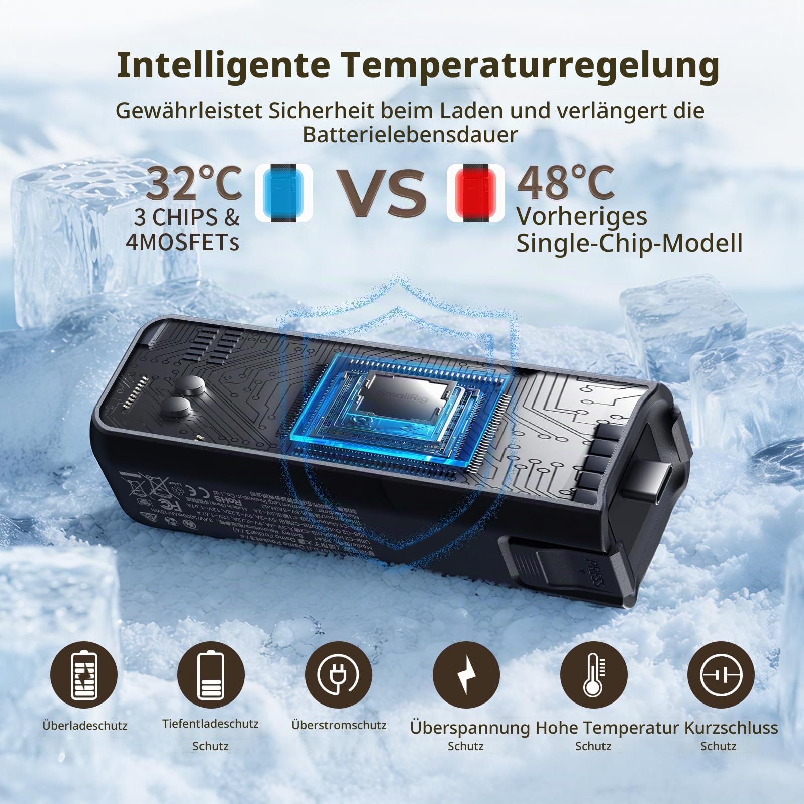 SMALLRIG 5000 mAh Akkugriff für DJI Osmo Pocket 4 Pro / 4/3-5705
