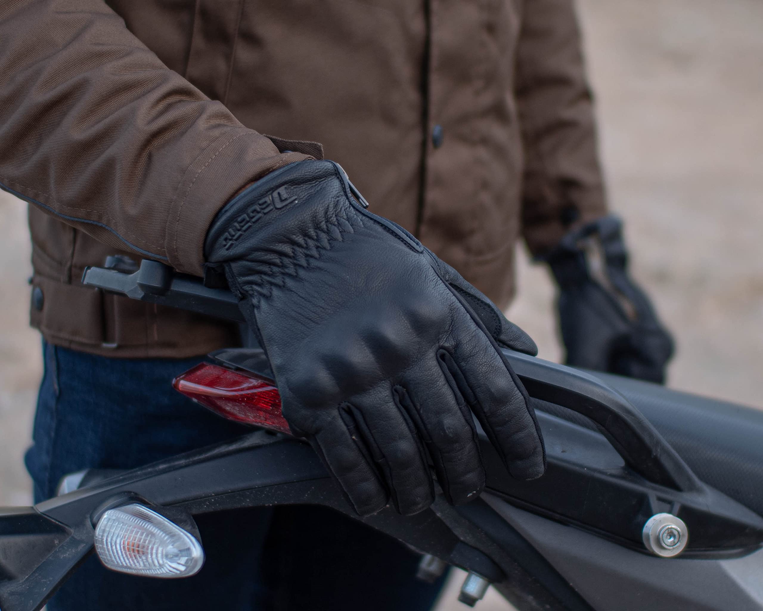 Indus | Winter-Motorradhandschuhe aus Leder, wind- und wasserdicht, 100% Ziegenleder mit Knöchel- und Fingerschutz | TPU- und 3M-Winterfutter | CE-geprüft – Motorradzubehör