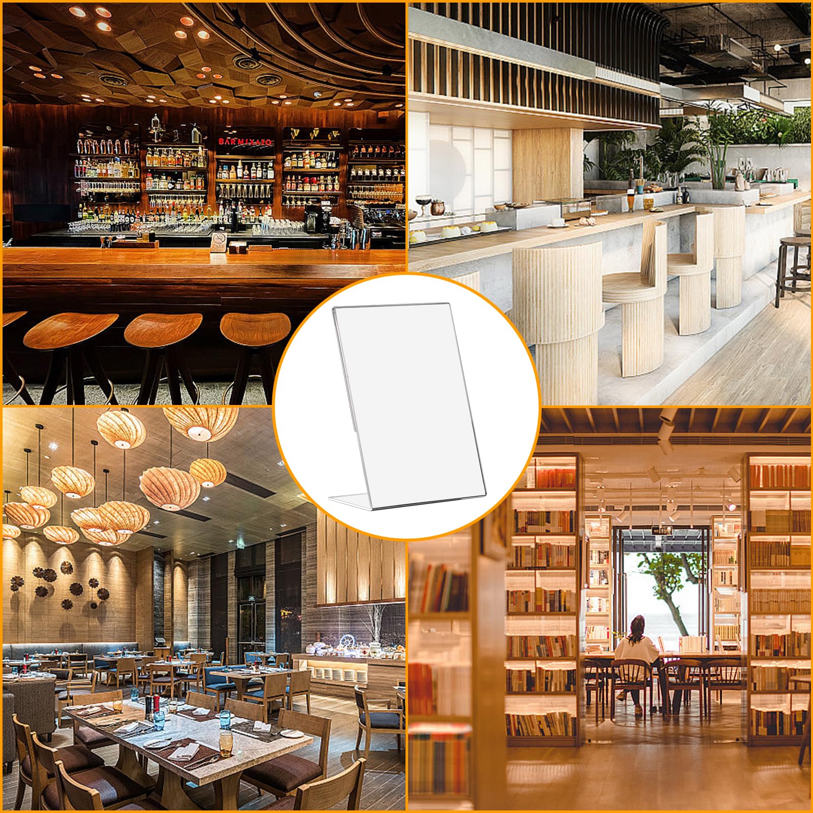 CYEER Lot de 10 présentoirs de table en acrylique A4 inclinés – Présentoir en L DIN A4 transparent – Présentoir publicitaire et porte-carte de menu pour restaurant, foire et bureau – Support de