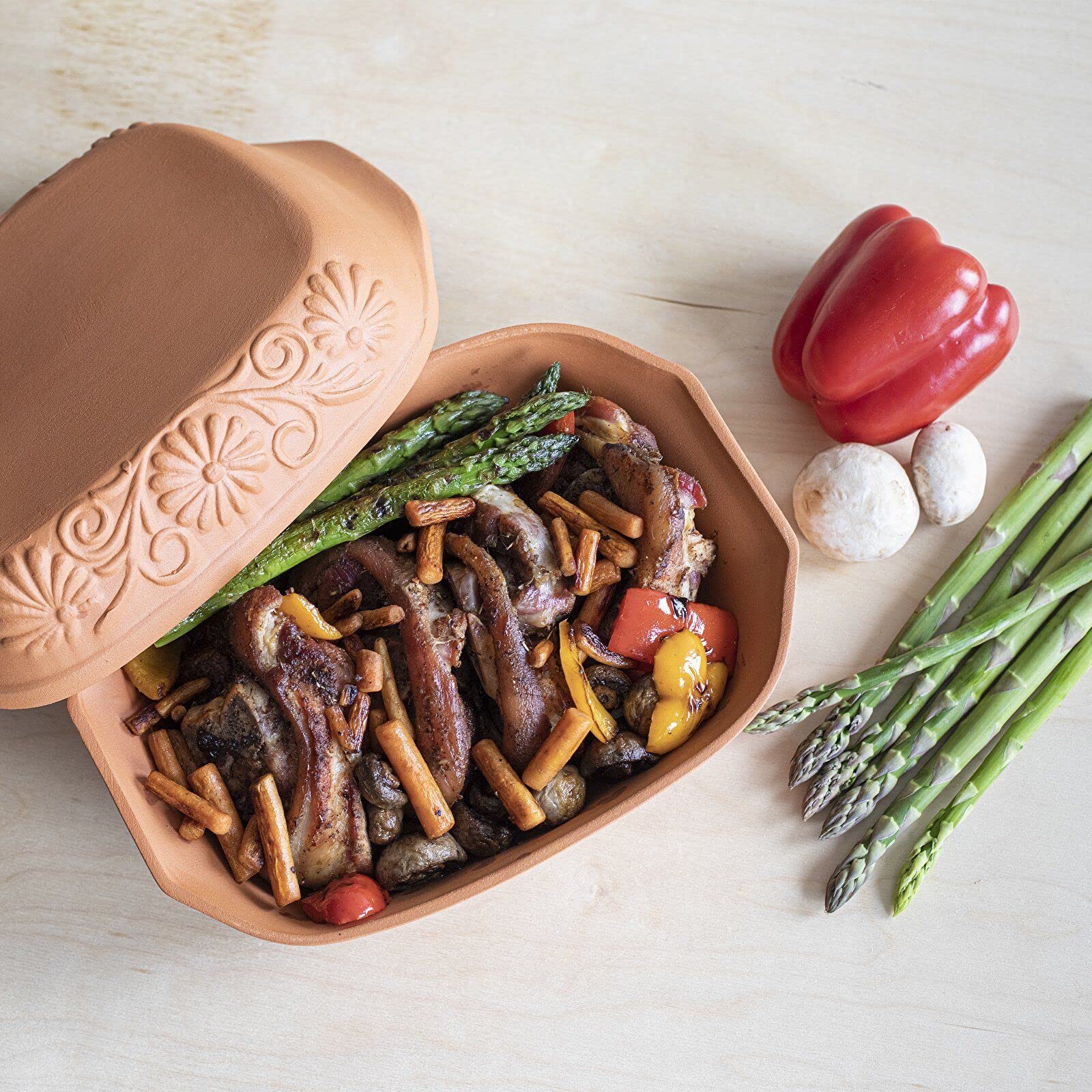 AlcoFermBrew Plat de Cuisson en Argile 4L - Ustensiles de Cuisine en Argile