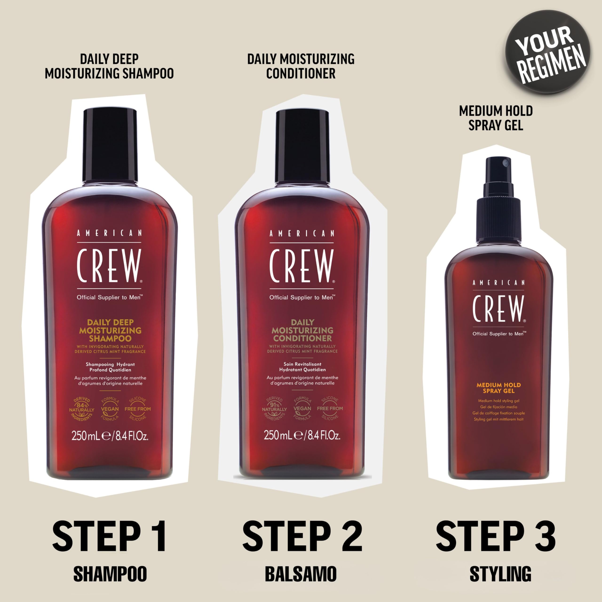 American Crew Hair Styling Fiber Grooming Foam Spuma Volume Modulabile Capelli, 200ml