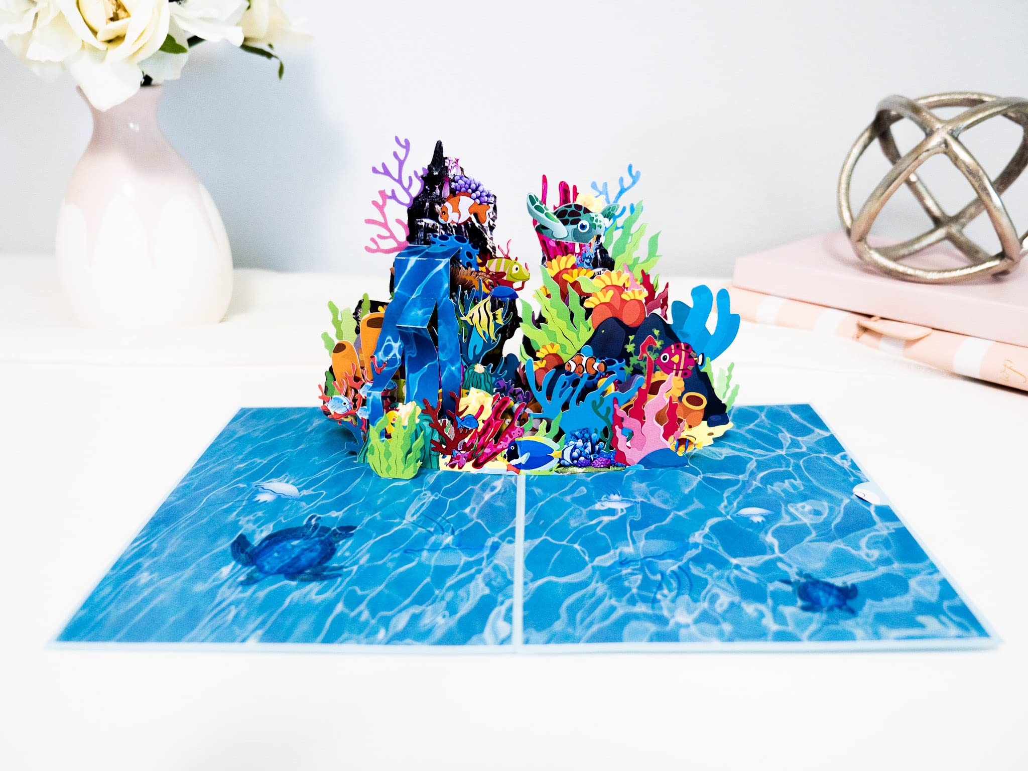 Rykamia Tarjeta desplegable de acuario, tarjeta de acuario en blanco, tarjeta 3D de cumpleaños de acuario, regalo de acuario, tarjeta de peces para niños, tarjeta de acuario, solo porque sí,