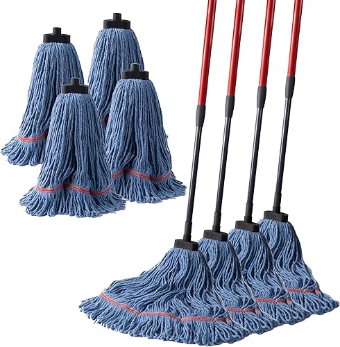 Vista 7 de Matthew - Trapeador industrial grande para uso comercial y residencial, con mango atornillado (tornillo americano estándar), trapeadores de algodón