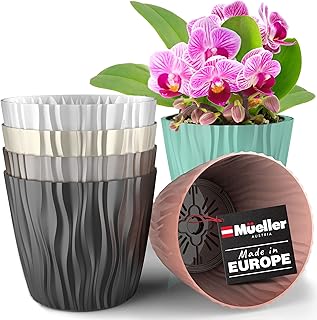 Mueller Austria Plant and Flower Pot 6/1 Set, Heavy Duty 6 Inch European Made Stylish Indoor/Outdoor Decorative Planter, f...