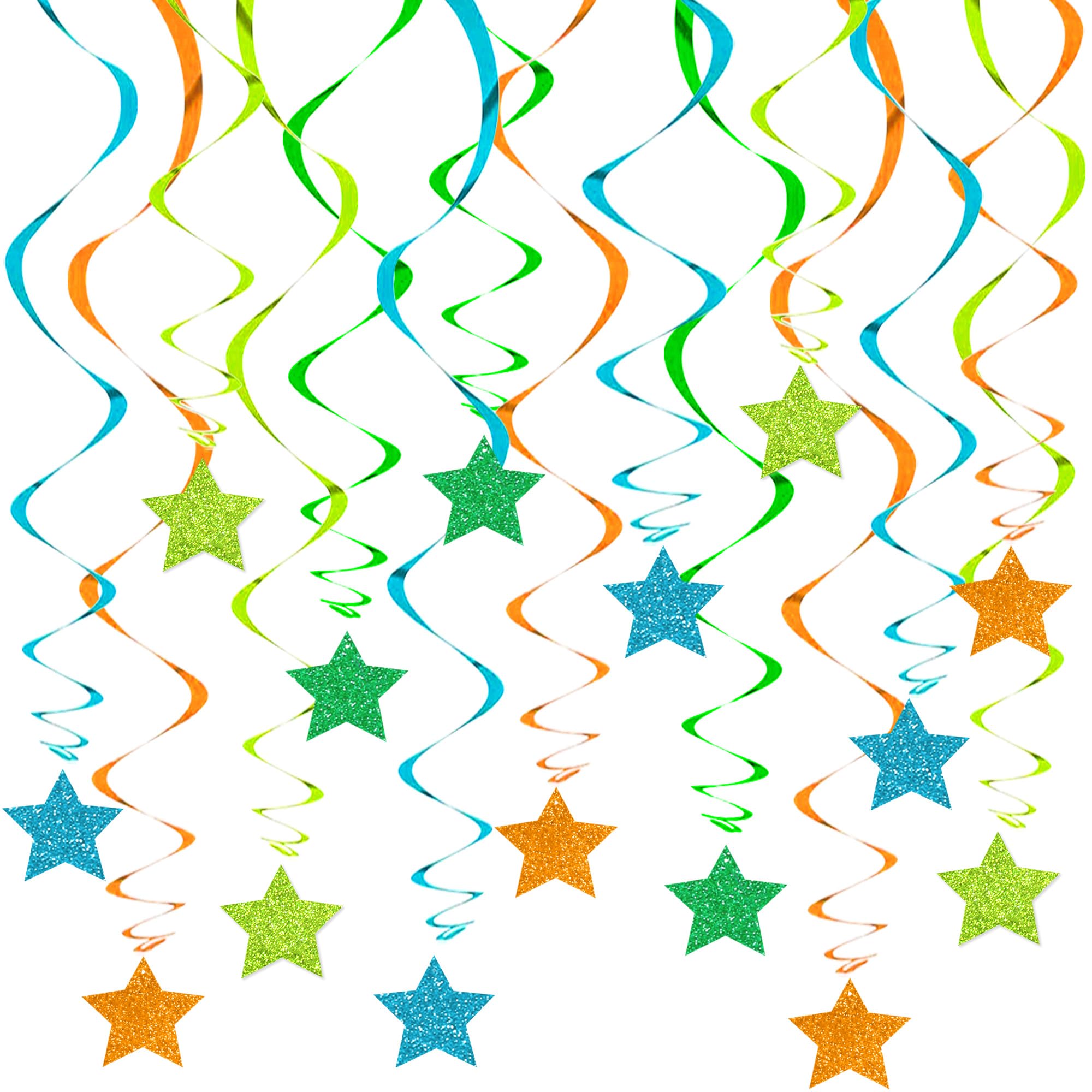 Silver Star Party Decorations - 15 Swirls -10