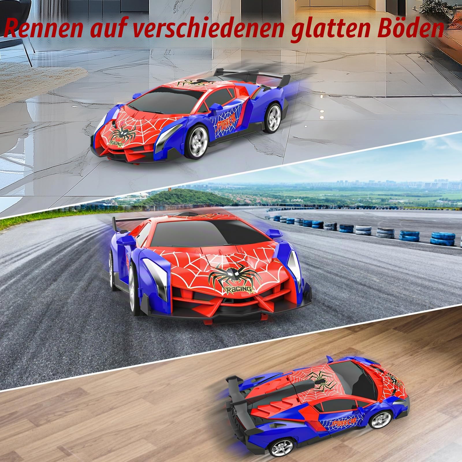 Spider Ferngesteuertes Auto Roboter, Transformation RC Remote Car mit Fernbedienung Kinder Spielzeug Jungen Mädchen 3 4 5 6 7 8 9 10 Jahre Spiele Ostern Geburtstag Geschenk Rennauto 2.4GHz 1:18
