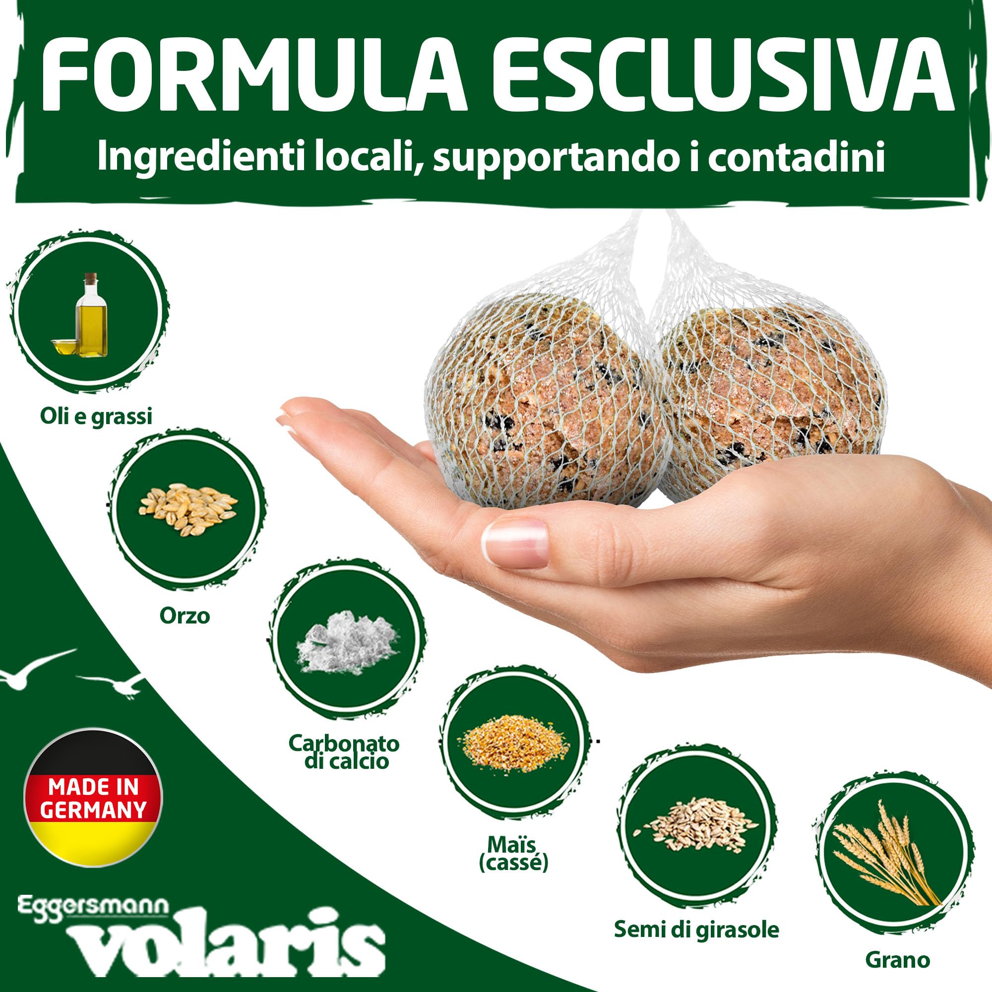 Eggersmann Volaris Palla di Grasso per Uccelli 9 kg 100 Pz