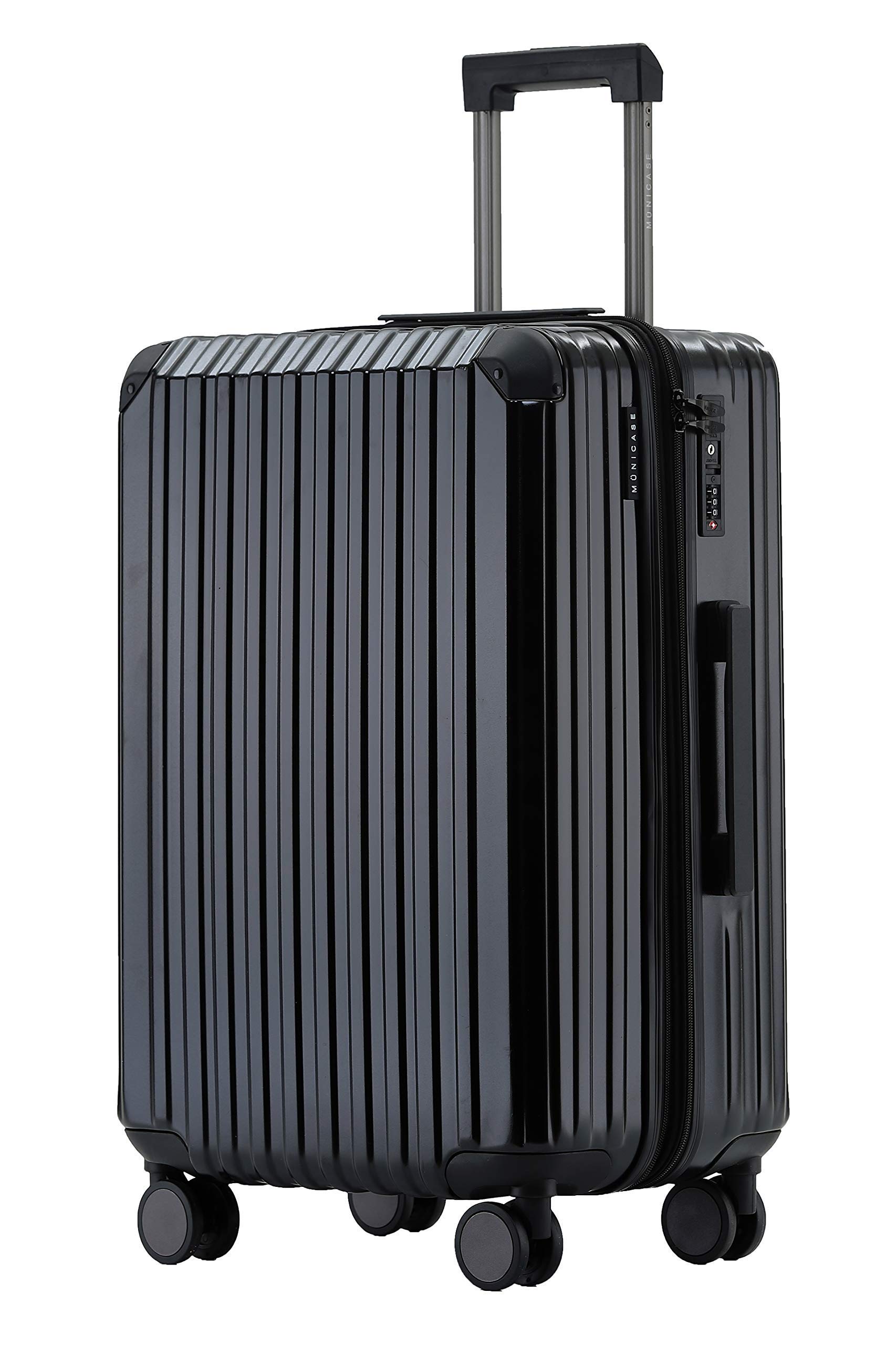 Münicase M816 TSA-Schloss Koffer Reisekoffer Trolley Kofferset Hardschale Boardcase (Schwarz, Mittler Koffer)