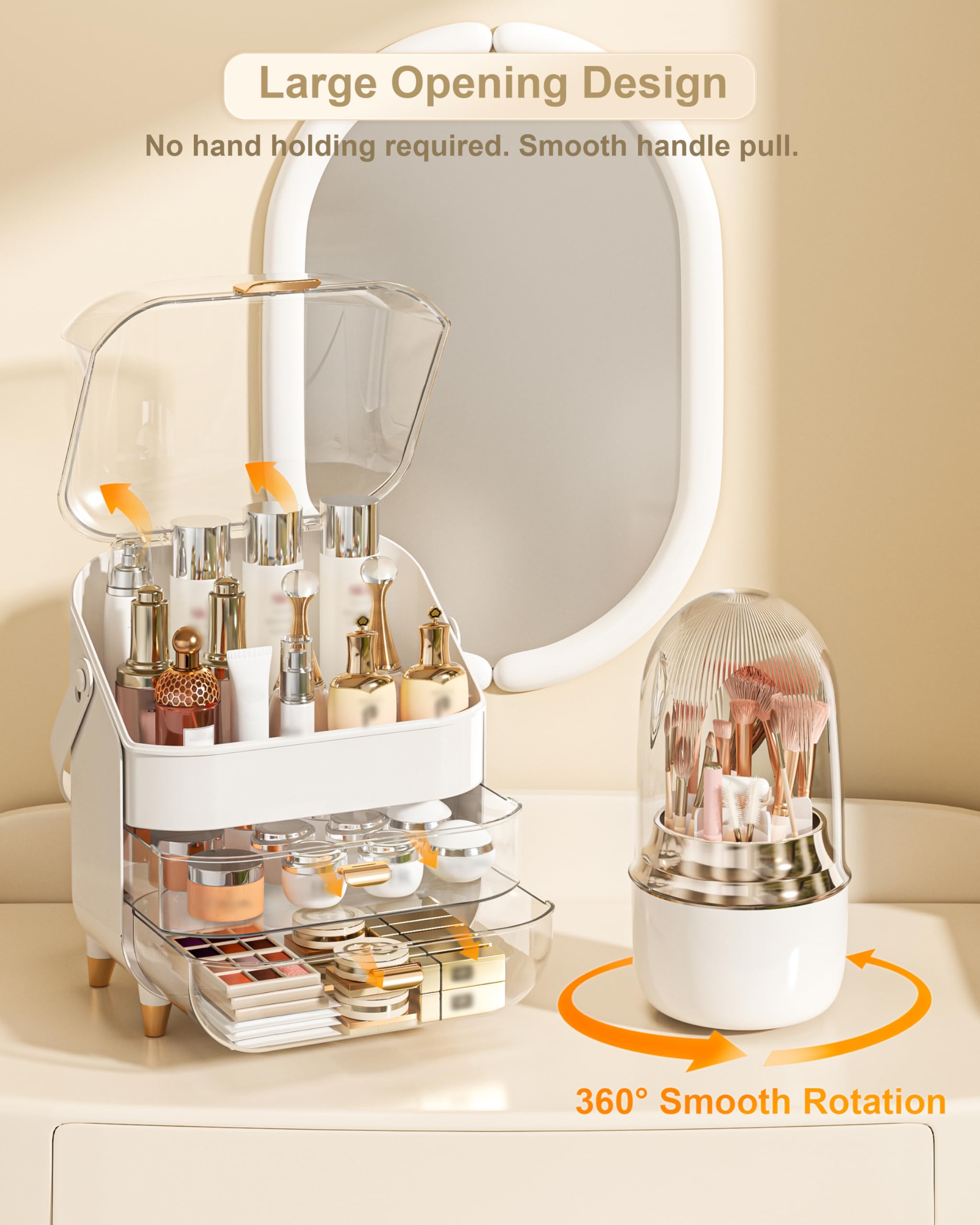 Organizer per trucchi, porta prodotti per la cura della pelle, organizer da bagno (con porta spazzole), scatola portaoggetti per cosmetici, regali per ragazze adolescenti, accessori alla moda per