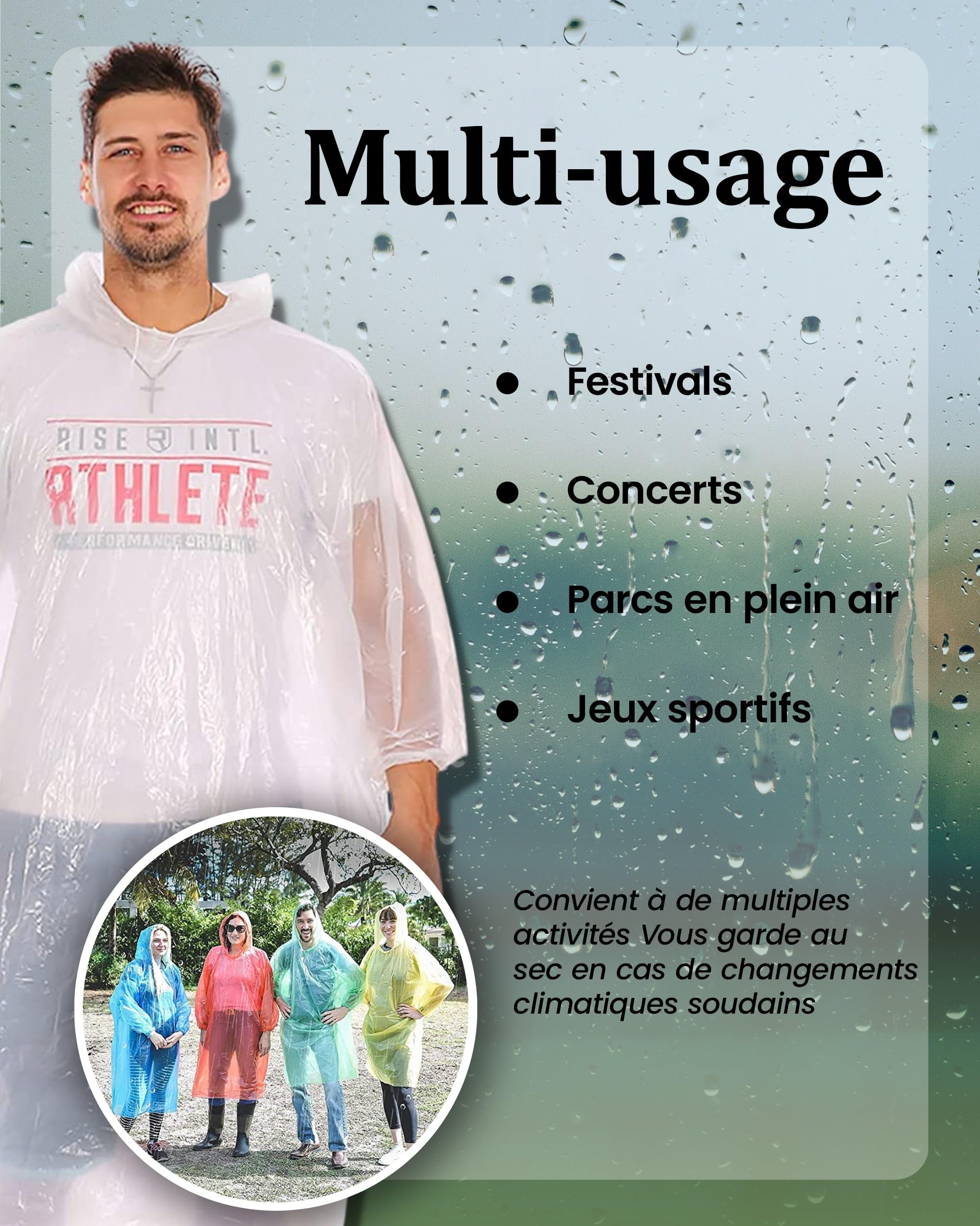 REDSTAR Waterproof Rain Ponchos Family Pack - Disposable Rain Poncho Adult Waterproof Raincoat Women and Men - Emergency Raincoat Travel and Festival Accessories - Multicolour