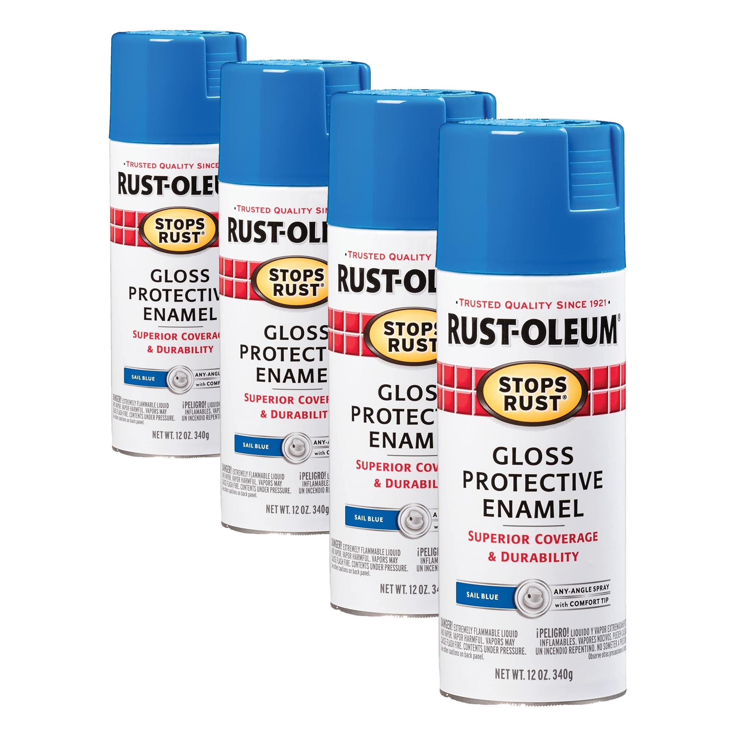 Rust-Oleum 7724830 Stops Rust Spray Paint, 12 oz, Gloss Sail Blue (Pack of 4)