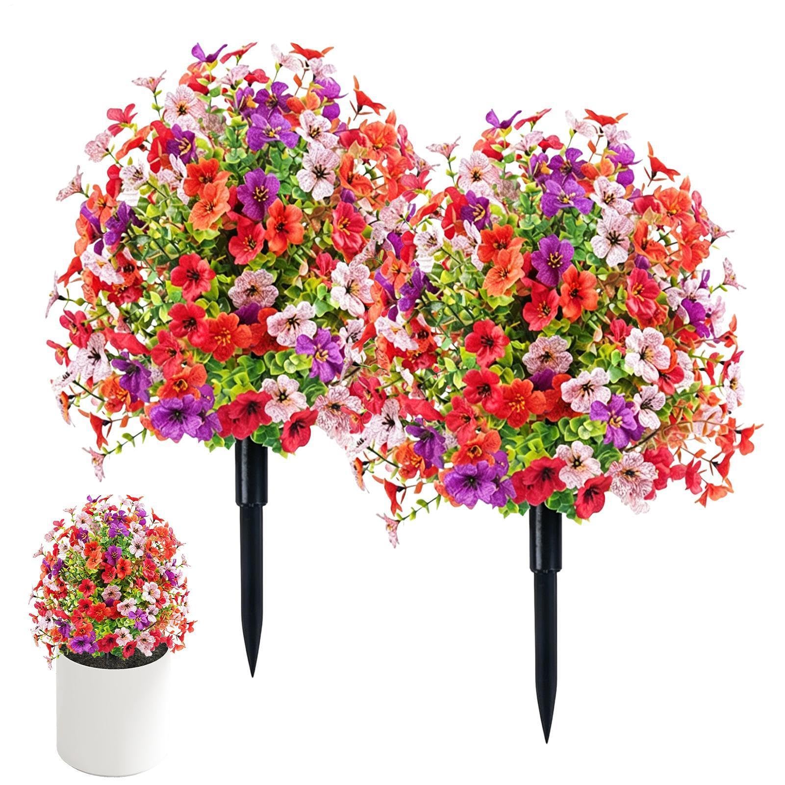 Kwiatowa Kula Topiary 2 Sztuki Realistyczne Z Palikiem | Kula Kwiatowa 55 cm Dekoracja Zewnętrzna do Ogrodu Tarasu Wejścia na Dom Dla Właścicieli Domów