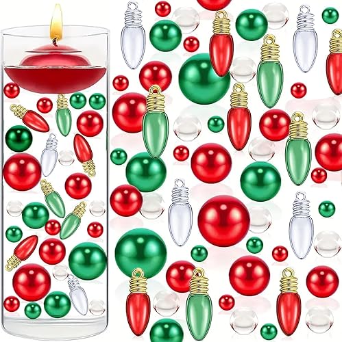 10126 piezas de decoración de jarrones de Navidad para velas flotantes, perlas de imitación, guirnalda de perlas para jarrones, centro de mesa de
