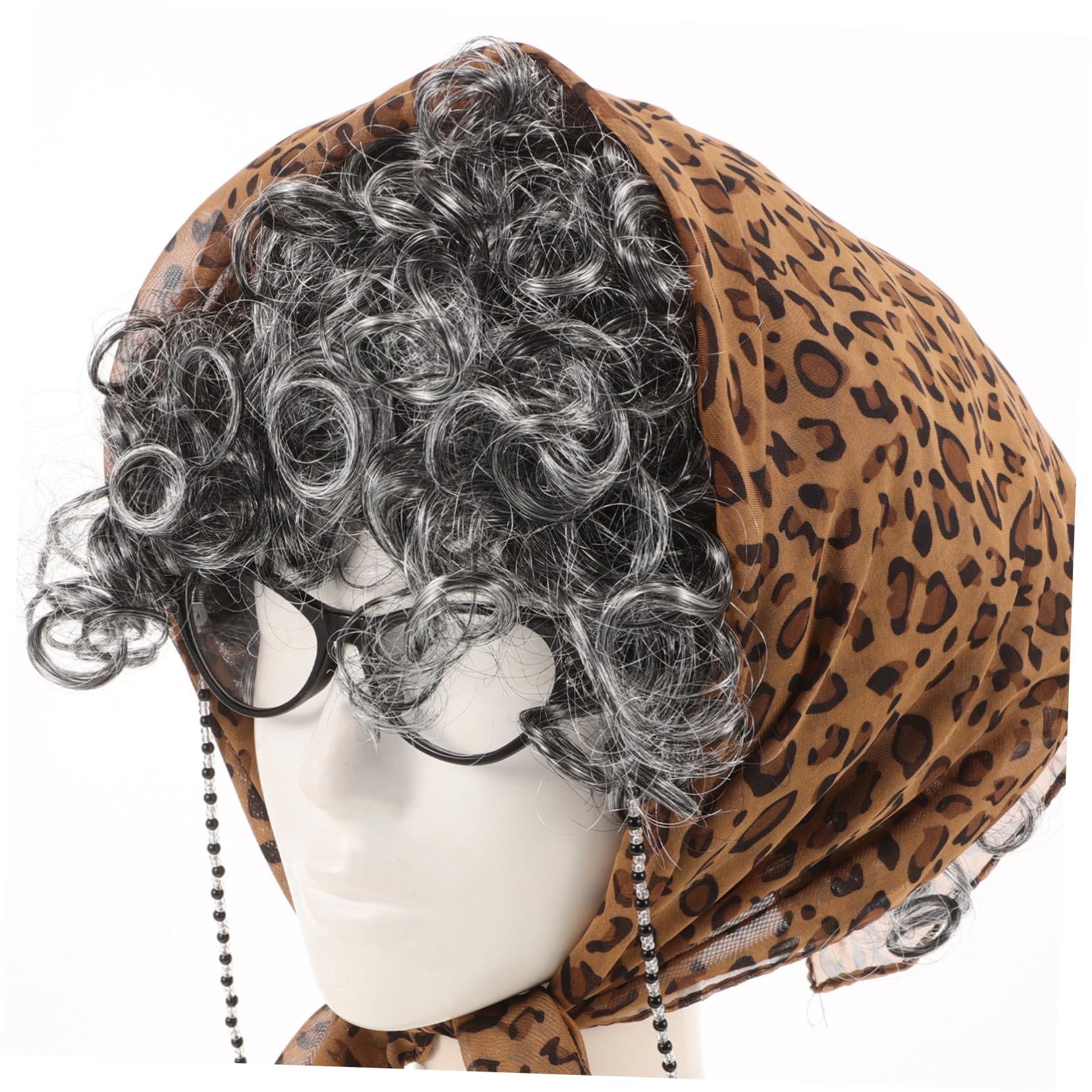 3sätze Old Lady Wig Für Kostümparty Teiliges Grandma Cosplay Kostüm Mit Brille Und Schmuck Für Halloween Theateraufführungen Und Karneval