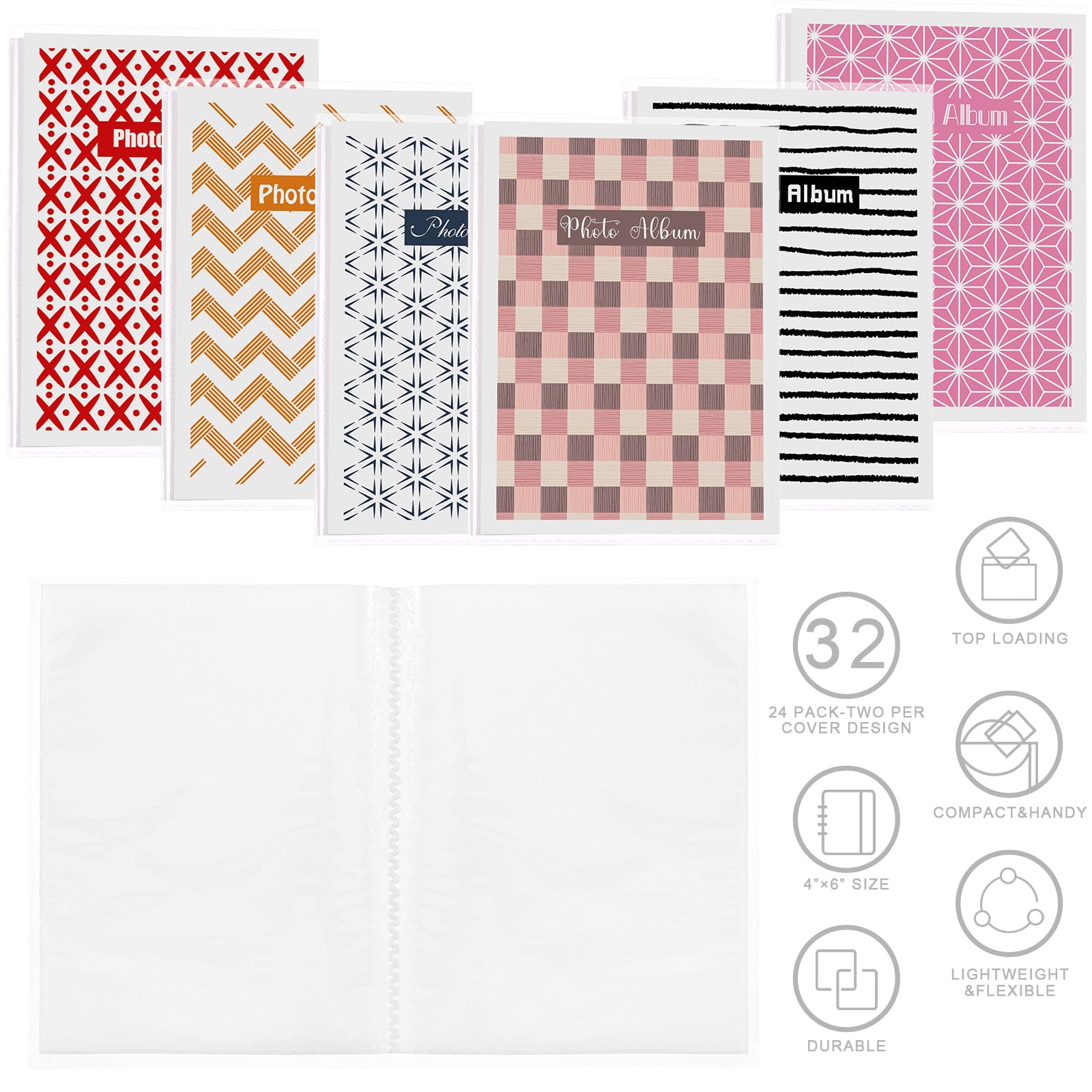 Sinmoe Lot de 36 mini albums photo de 10,2 x 15,2 cm, petit livre pour 36 photos avec inserts décoratifs amovibles, couverture transparente flexible, album de scrapbooking pour photos
